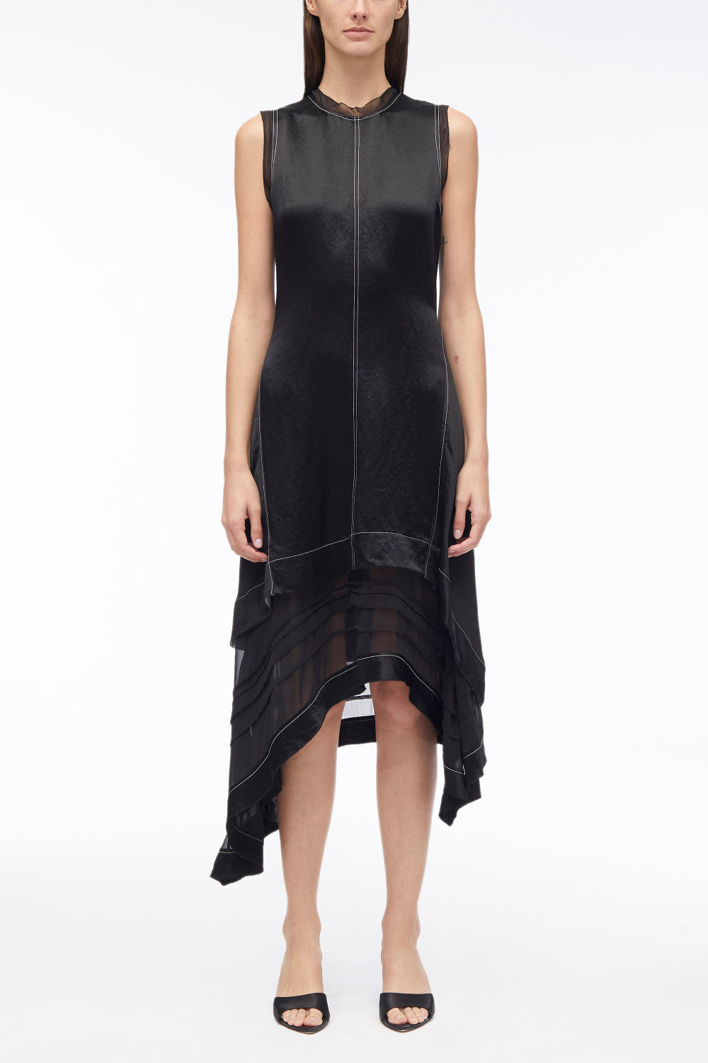 Asymmetric Hem Sleeveless Satin Combo Dress – 3.1 Phillip Lim