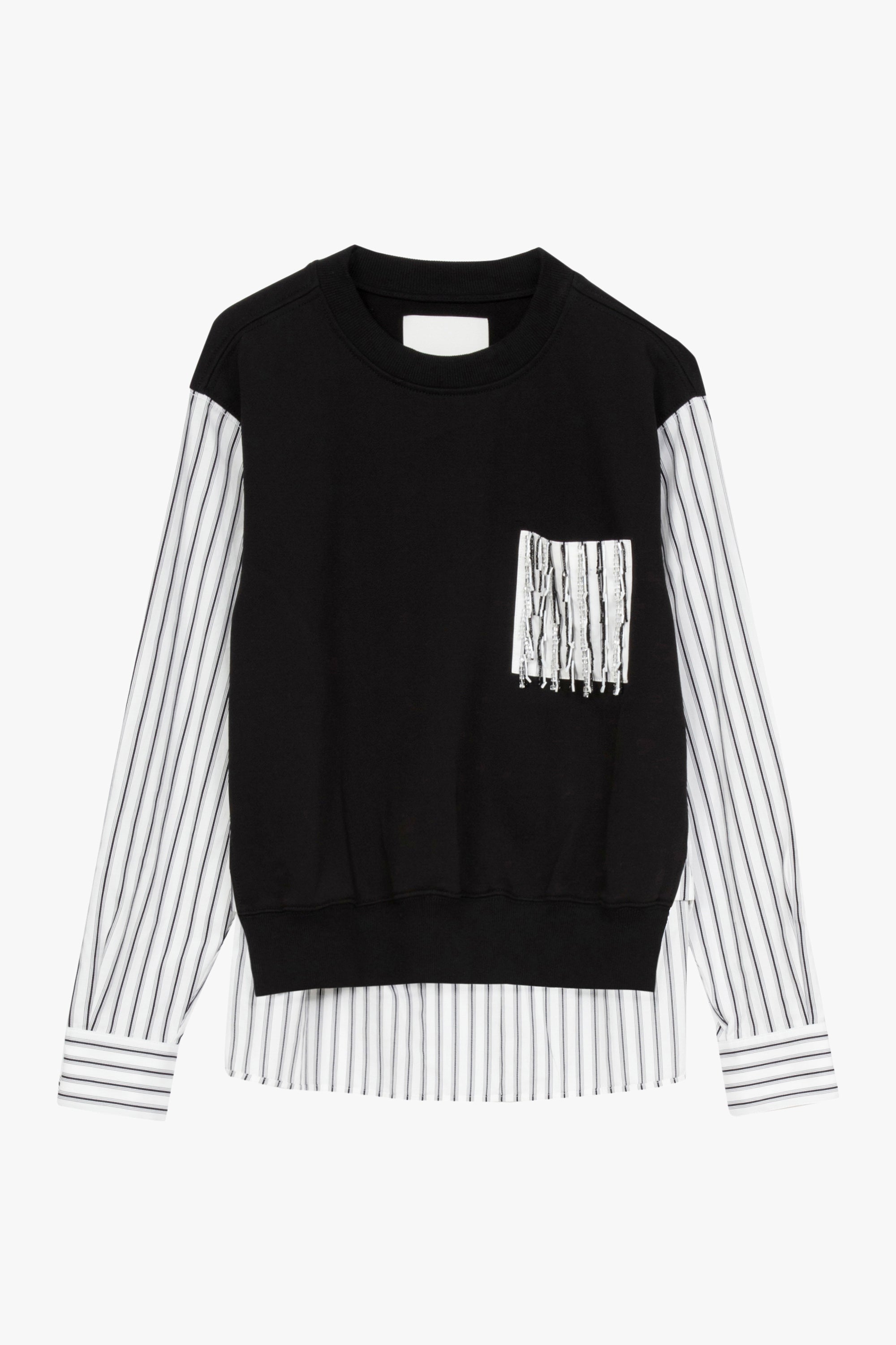 Striped Fringe Trim Sweatshirt