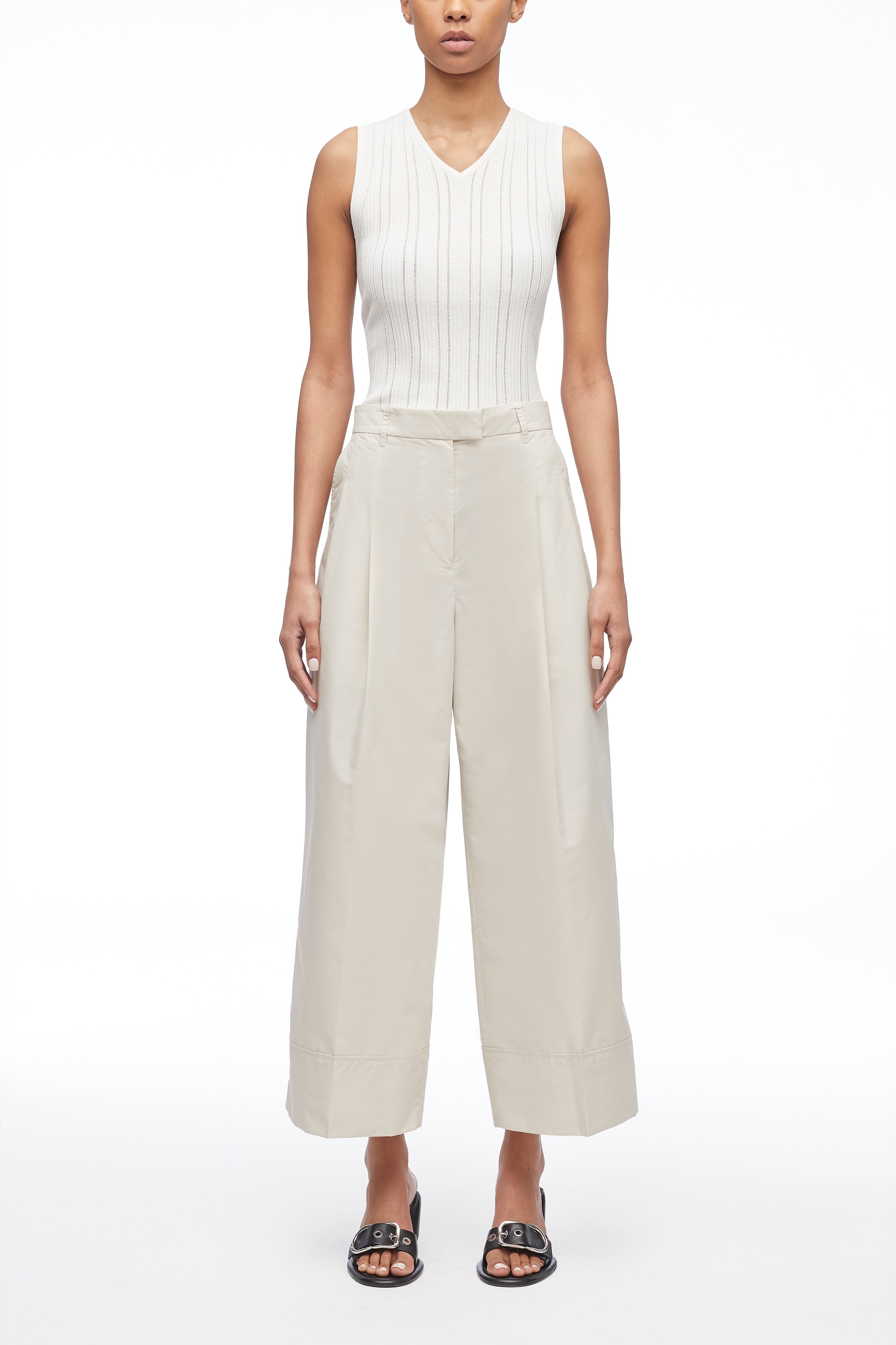 3.1 Phillip Lim Elegantes pantalones color crema claro de talle