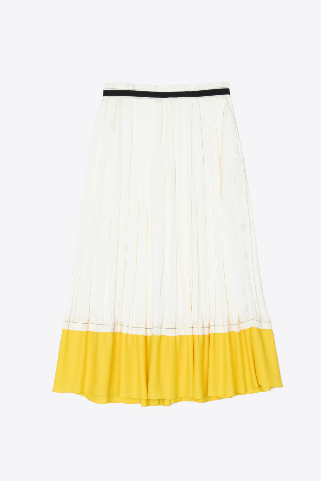 Pleated Satin Midi Skirt