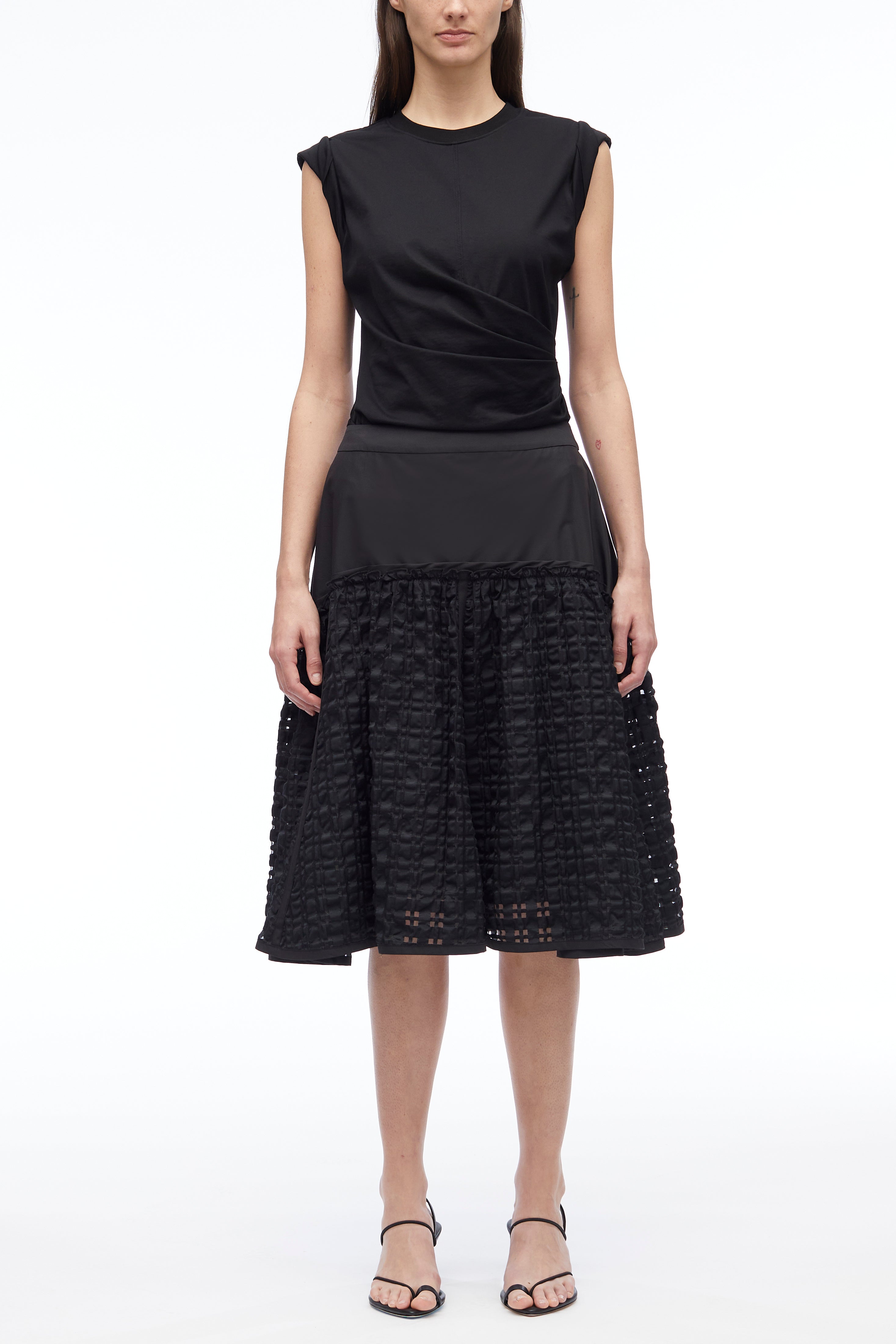 Printed Check Midi Skirt