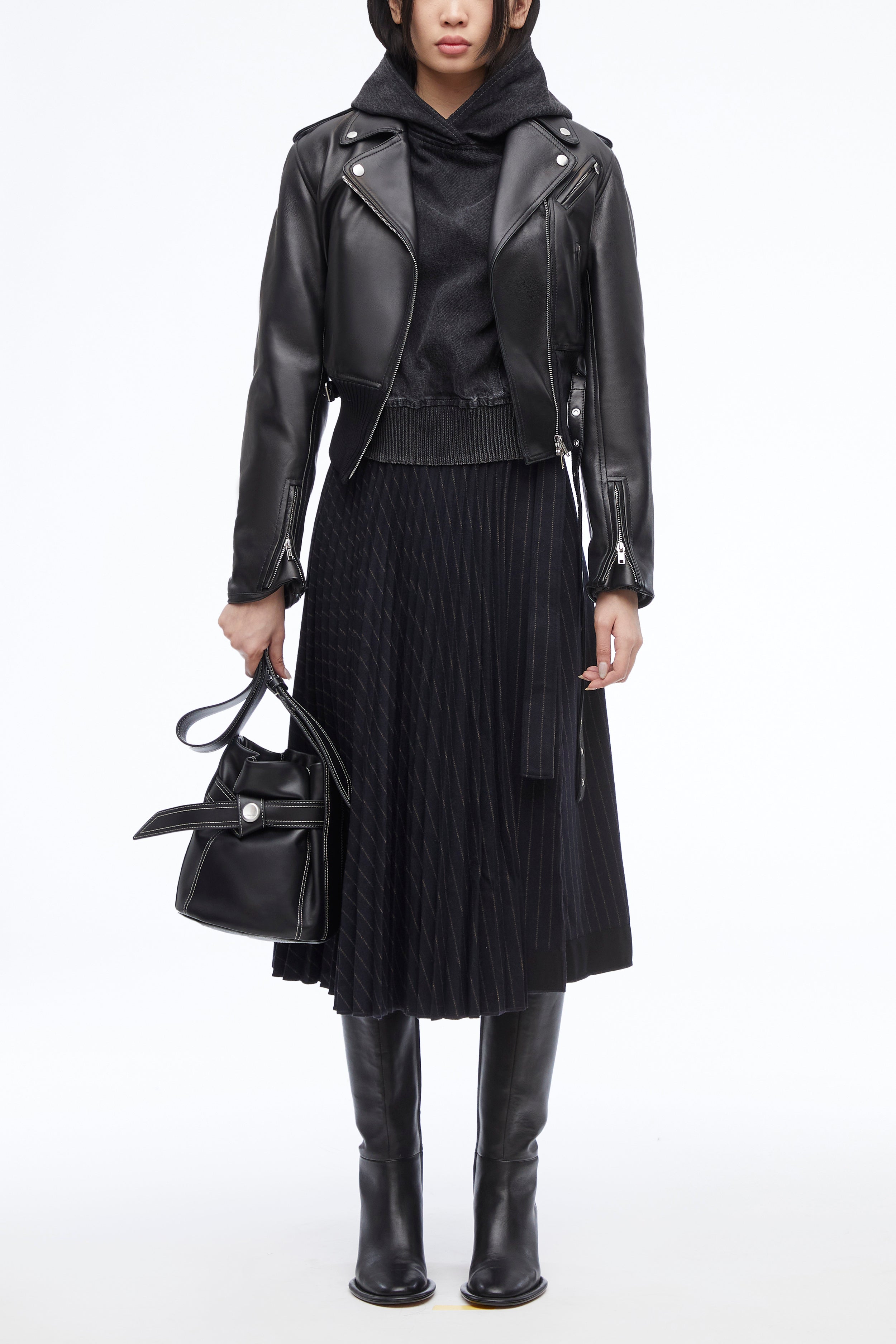 3.1 PHILLIP LIM ベルト ジャケット ブレザー 黒 8 Belted Leather Biker Jacket – 3.1 Phillip Lim