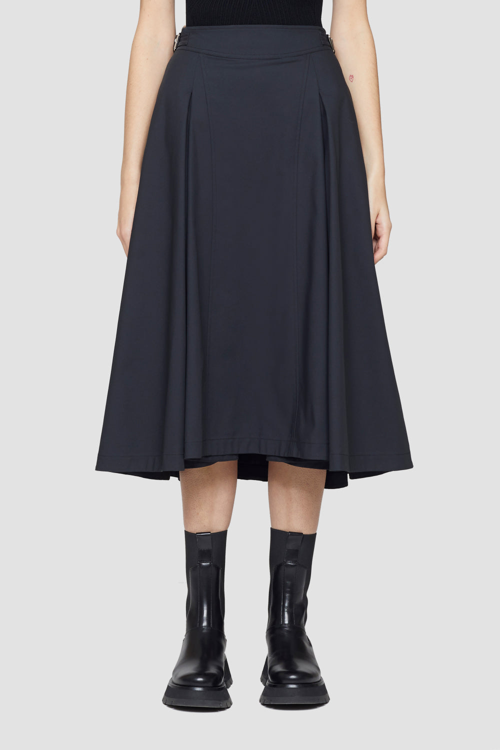 Box-Pleat A-Line Midi Skirt