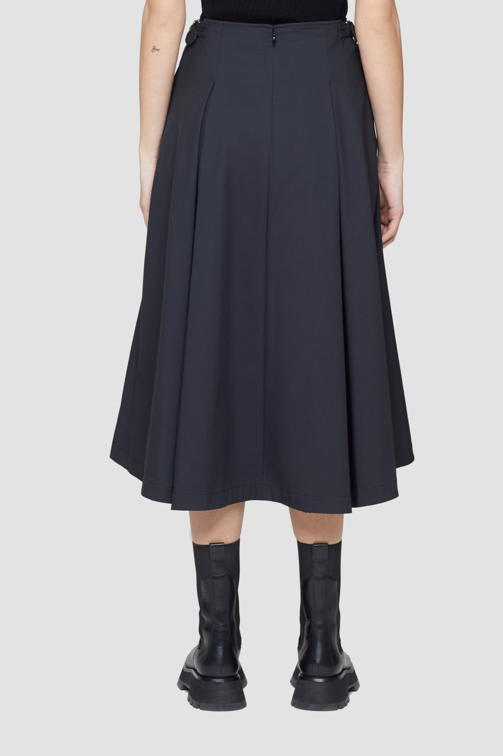 Box-Pleat A-Line Midi Skirt