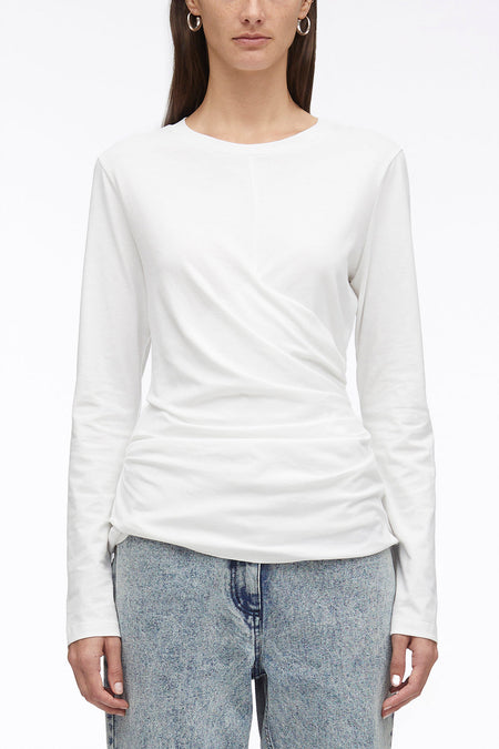 Short Sleeve Draped Cotton Jersey T-Shirt