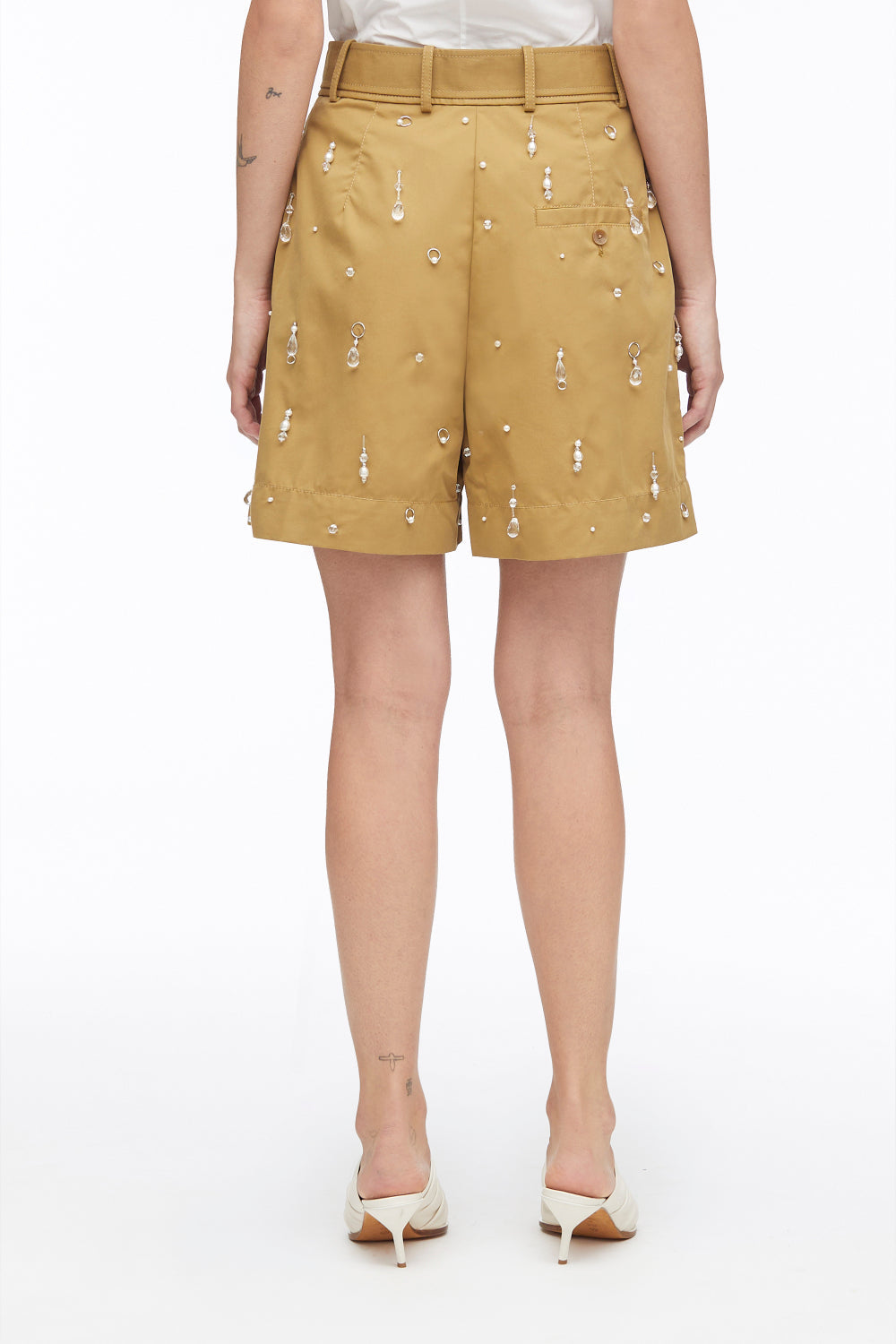 Drip-Embellished Chino Pleated Shorts
