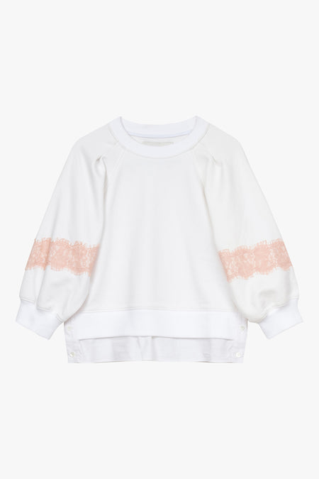 Long Sleeve Studded Sweatshirt With Poplin Back Panel