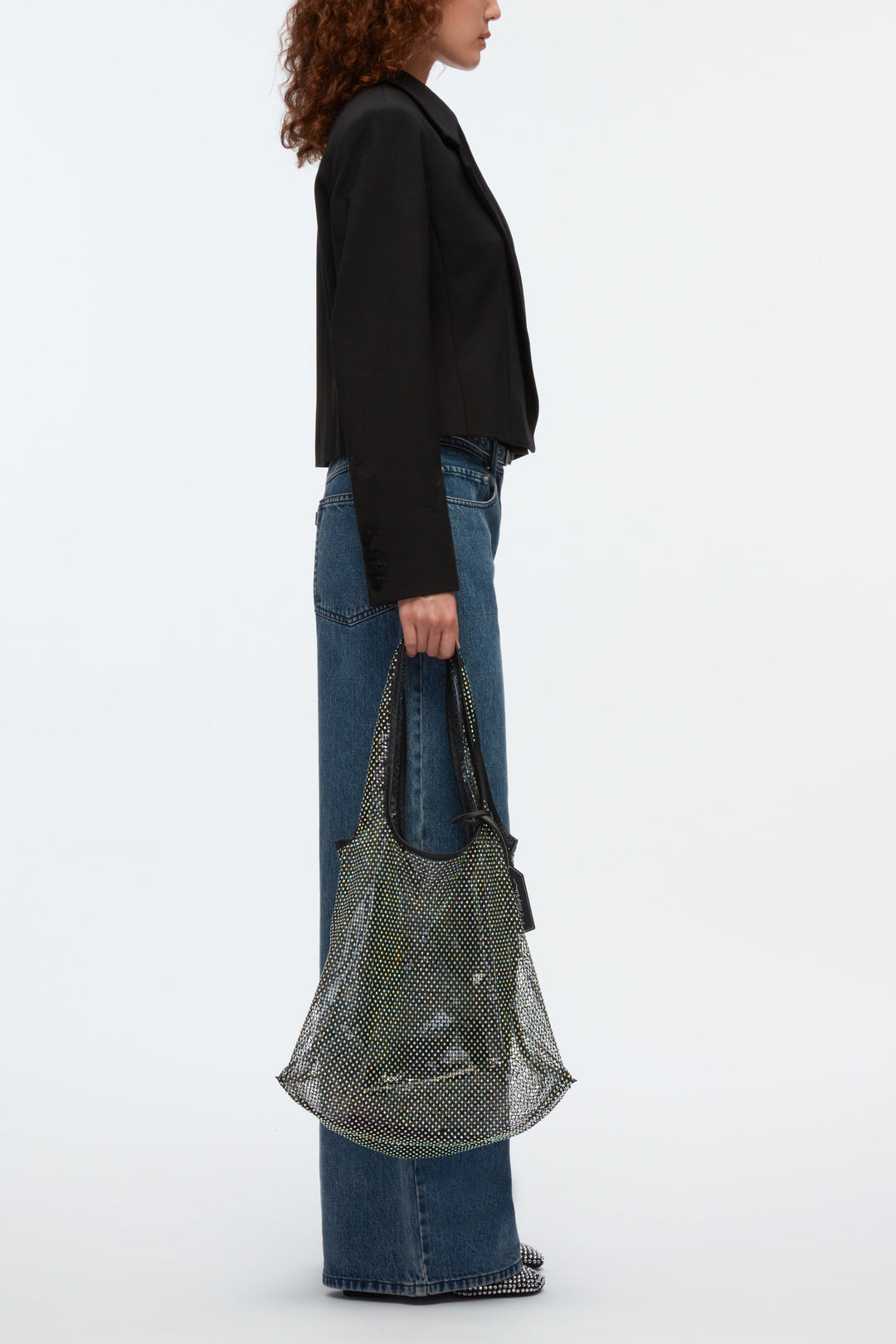 Crystal Embellished Mesh Market Tote