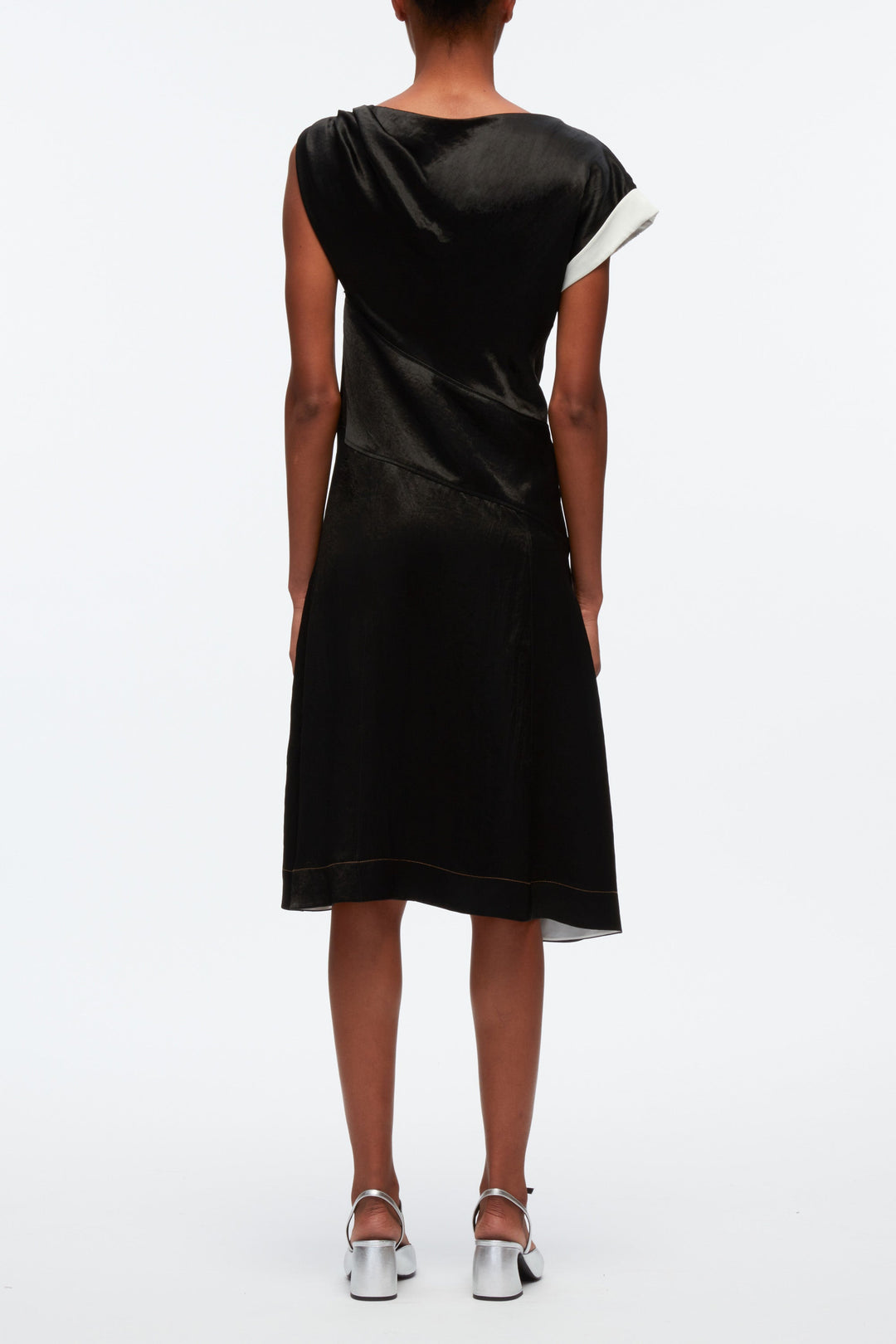 Floral Bouquet Appliqué Draped Twist Dress