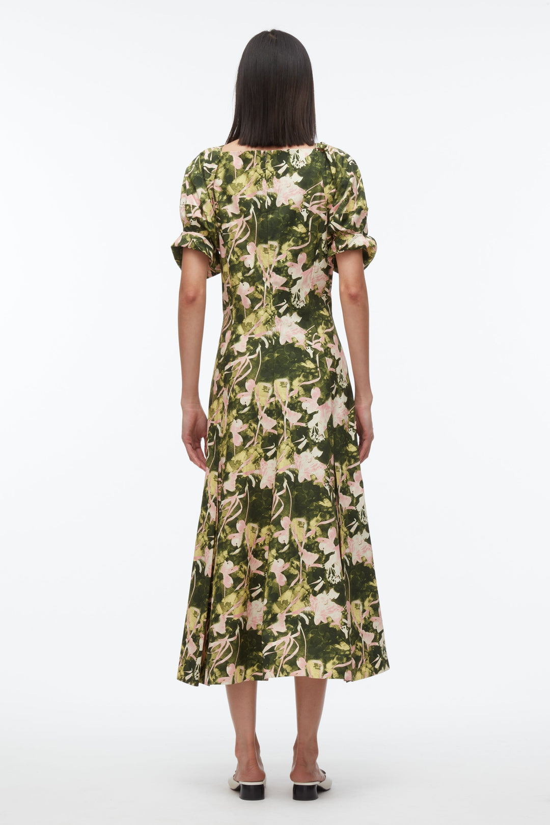 Collapsed Bloom Short Sleeve Belted Dress Iris