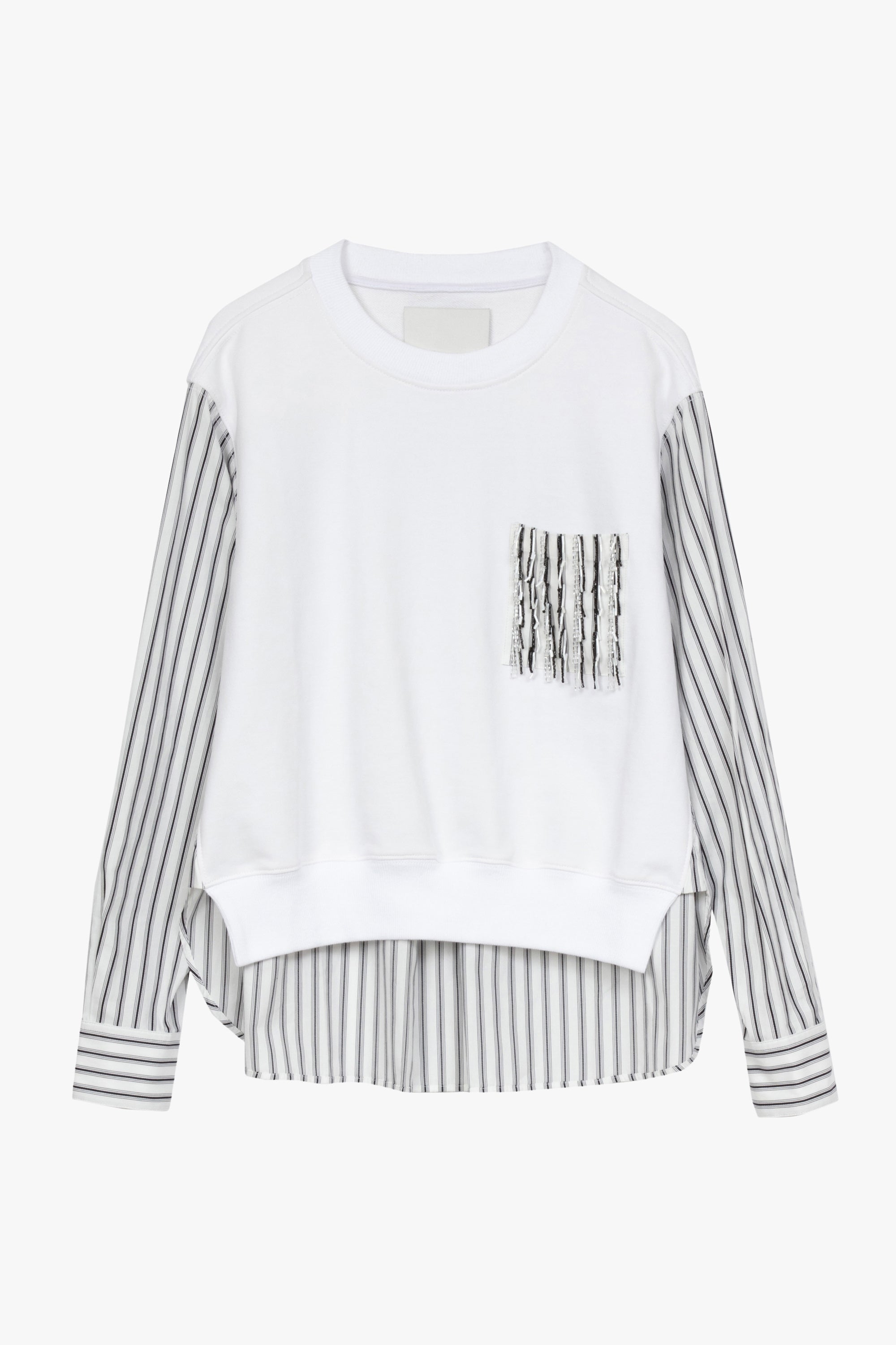 Striped Fringe Trim Sweatshirt