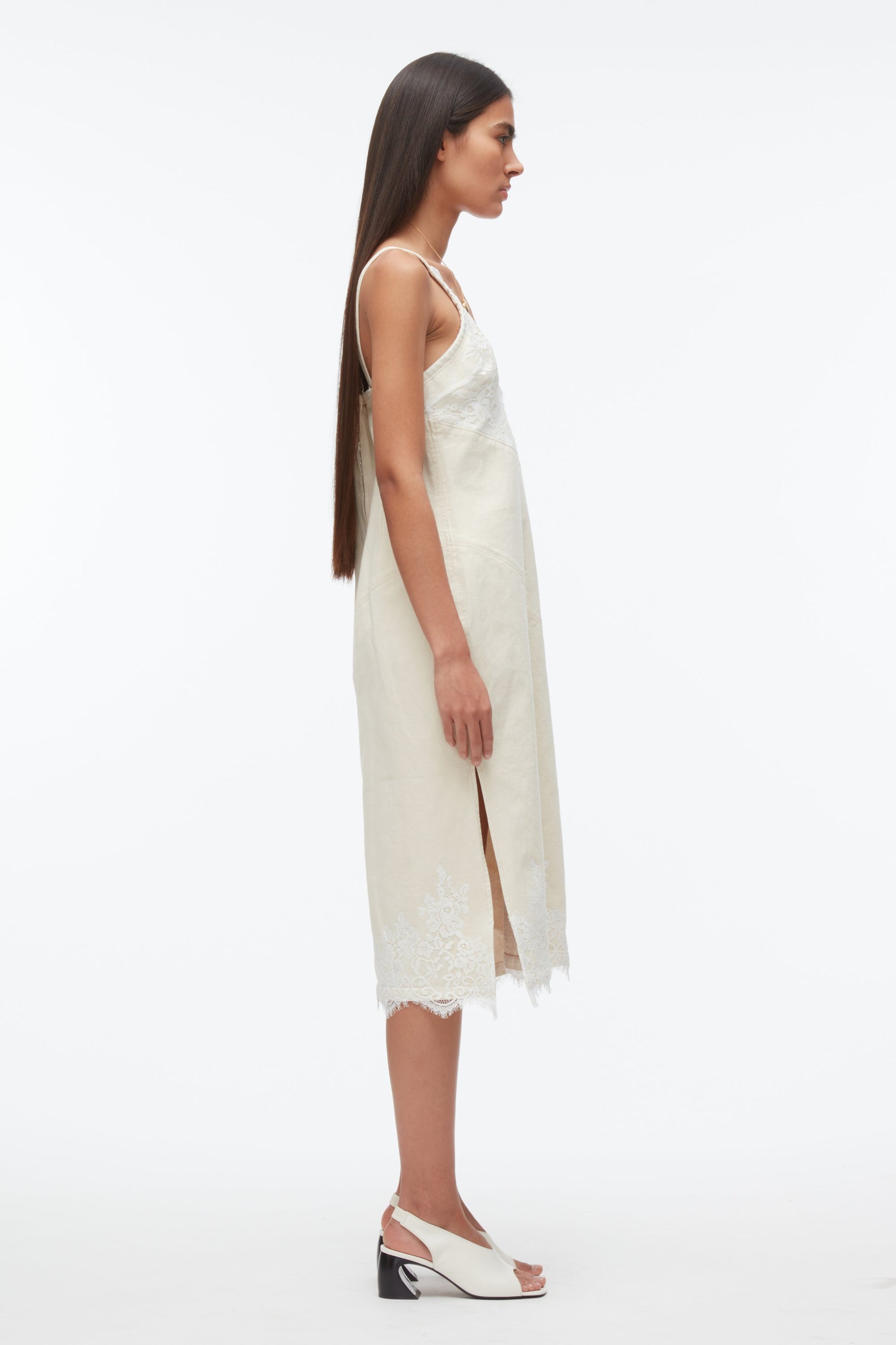 white christmas dresses Vintage Slit Denim Slip Dress, Blue Black Denim / CN / S main image 1
