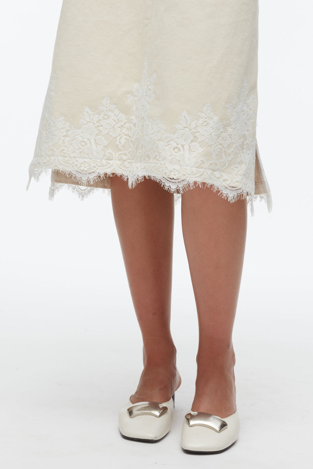 Denim Slip Dress With Lace