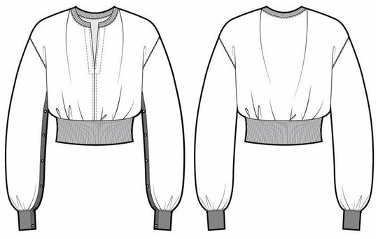 LS CROPPED SWEATSHIRT W INSEAM SNAPS