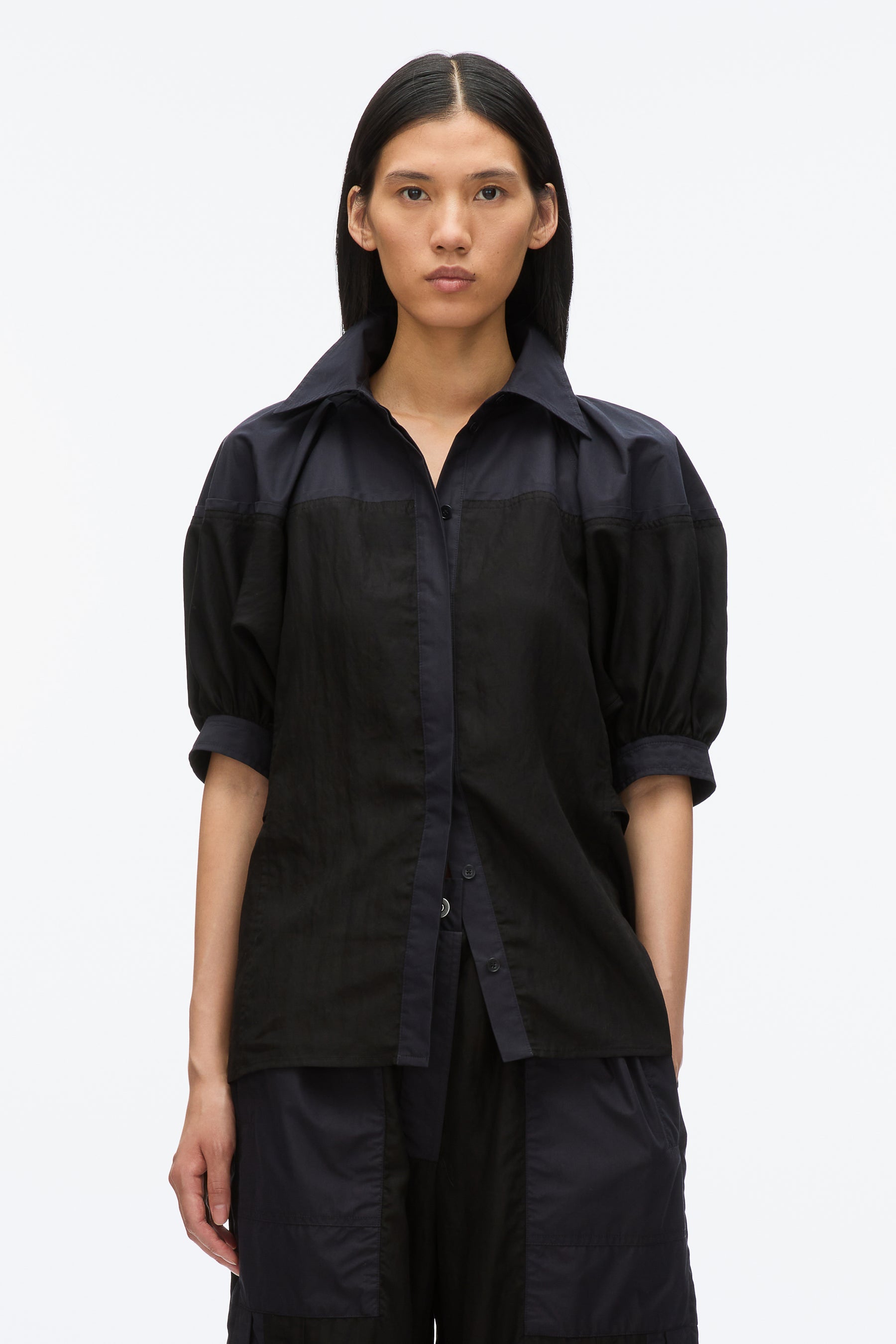 Lantern Sleeve Combo Shirt