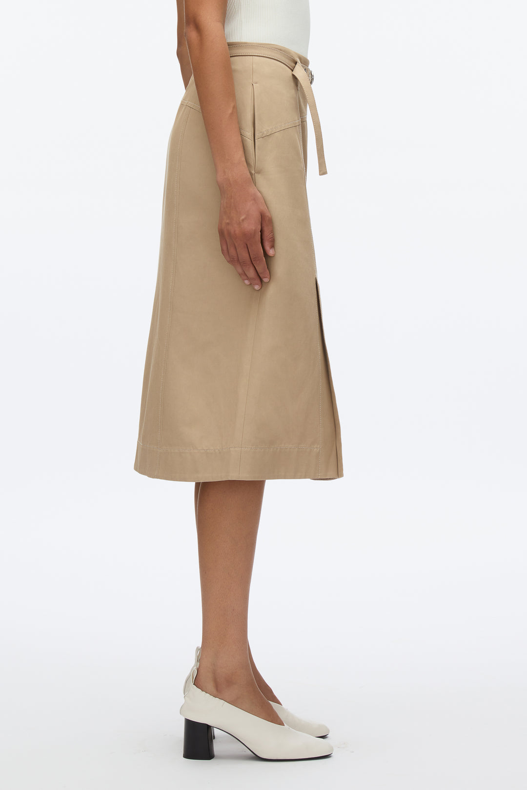 Utility Skirt with Zip Chiffon Godet