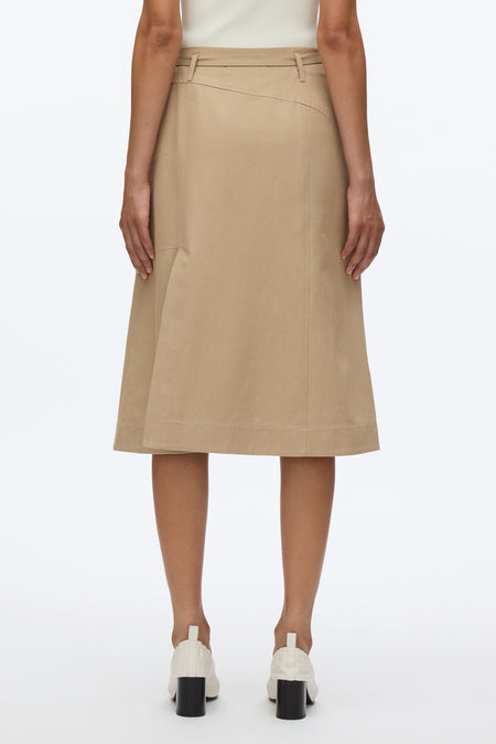Utility Skirt with Zip Chiffon Godet