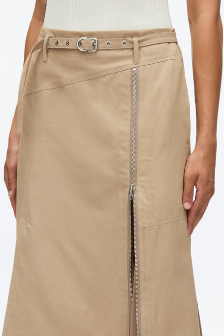 Utility Skirt with Zip Chiffon Godet