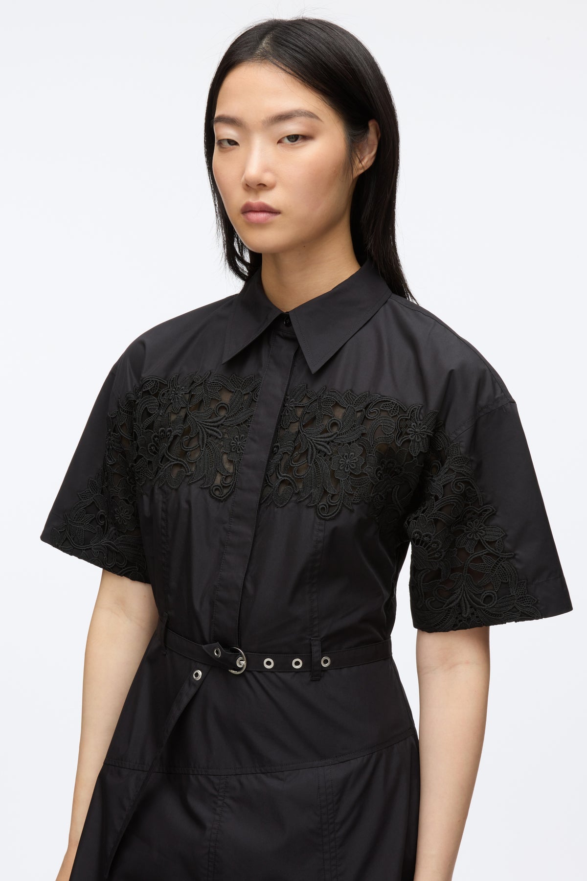 Cascade Hem Shirt Dress with Lace 3.1 Phillip Lim Cascade Hem Shirt Dress with Lace 3.1 Phillip Lim