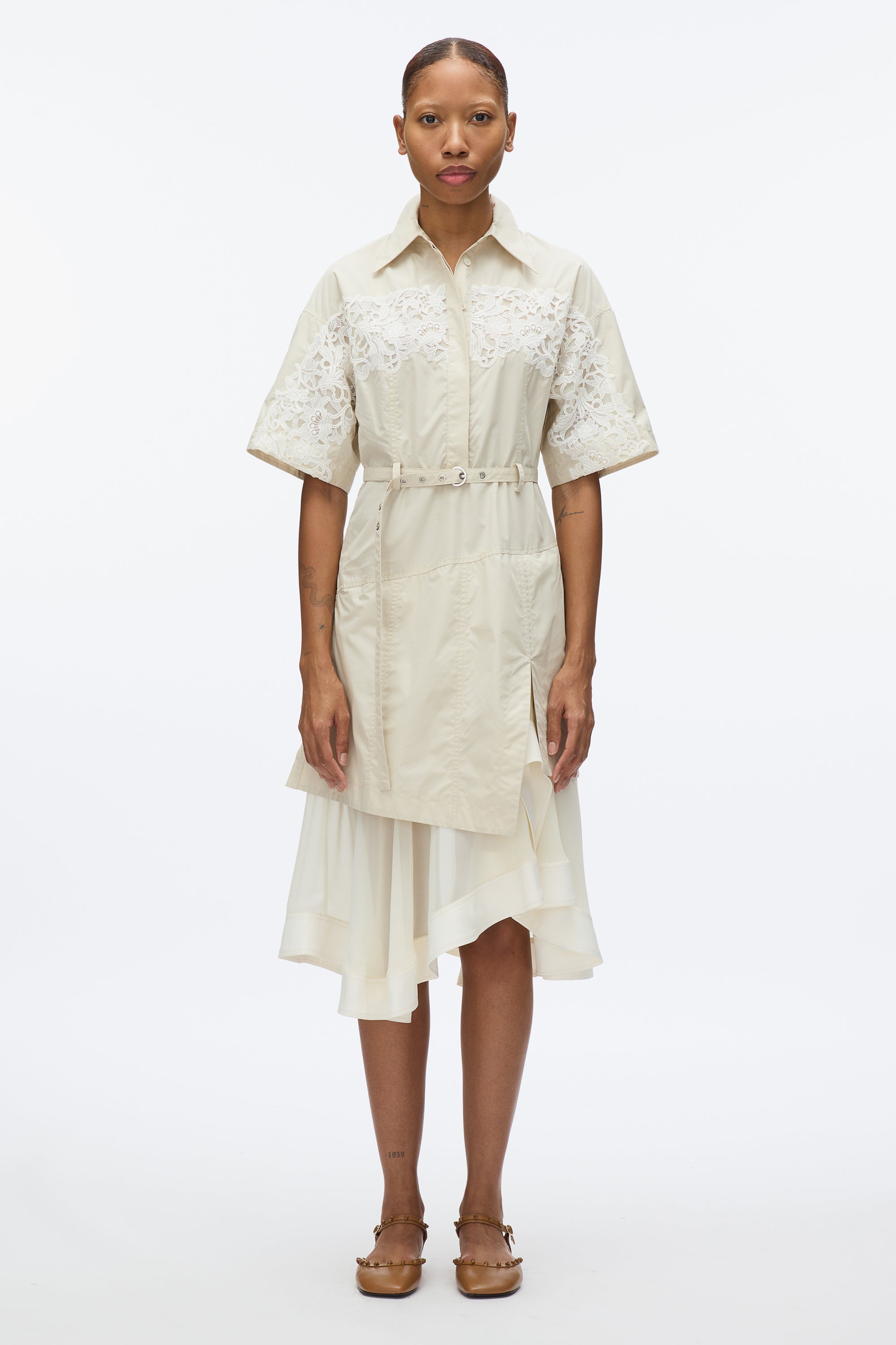 3.1 Phillip Lim Cascade Hem Belted Shirtdress Black