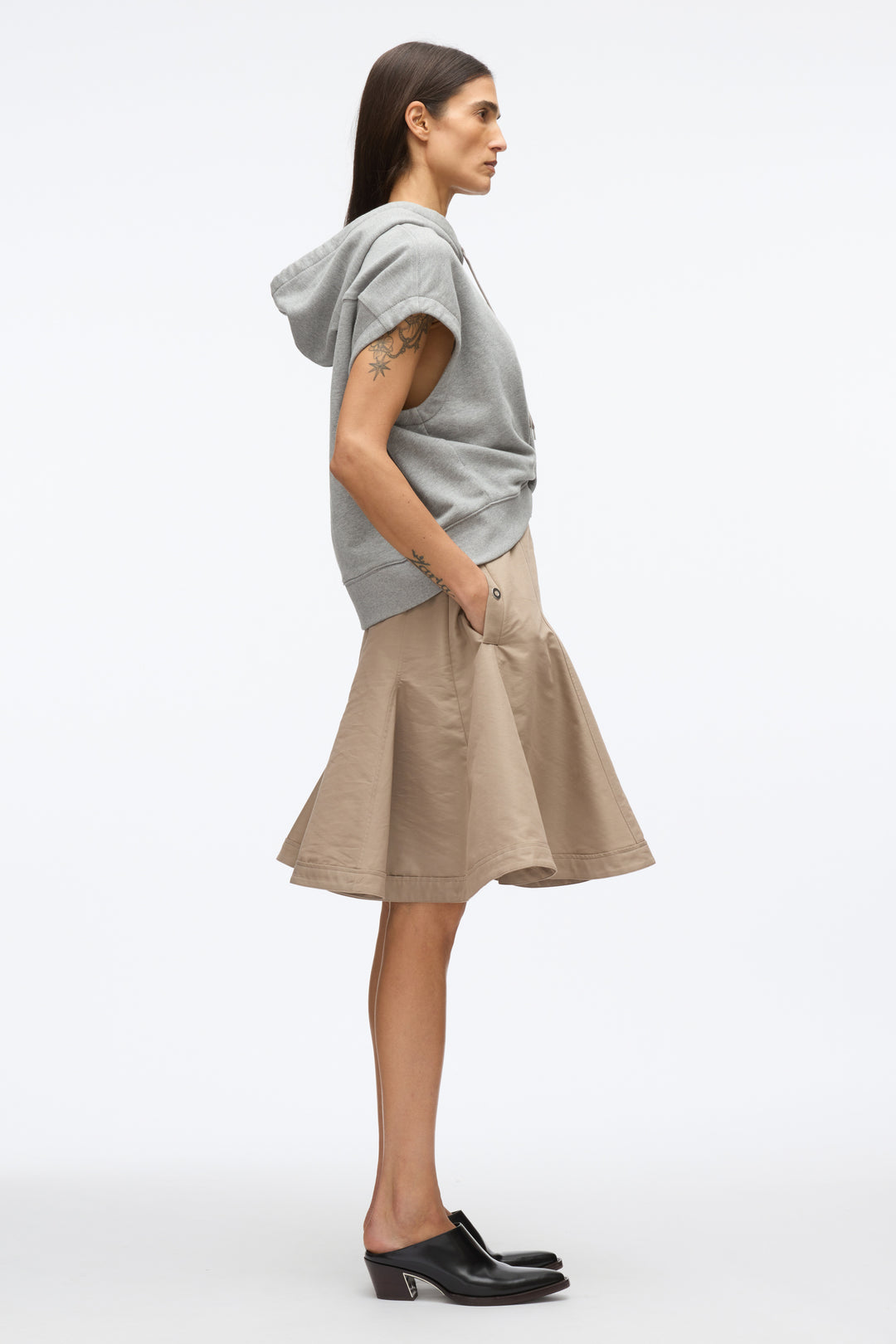 Hoodie Dress with Flounce Skirt