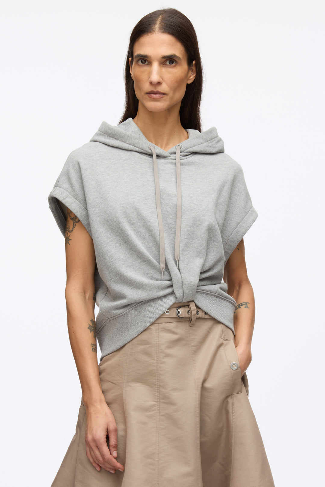 Hoodie Dress with Flounce Skirt