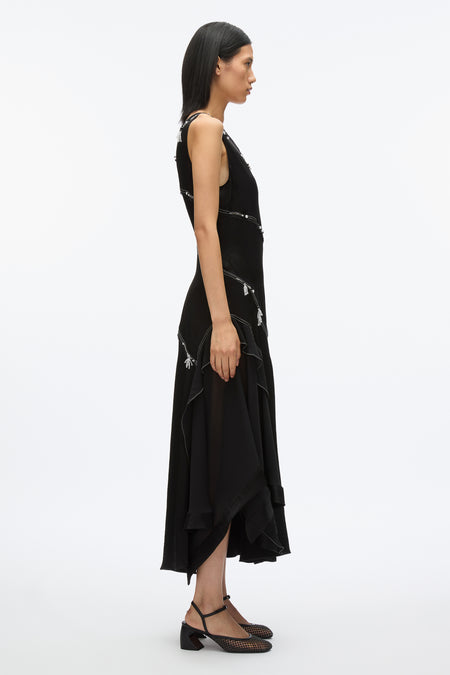 Cascade Hem Shirt Dress with Lace