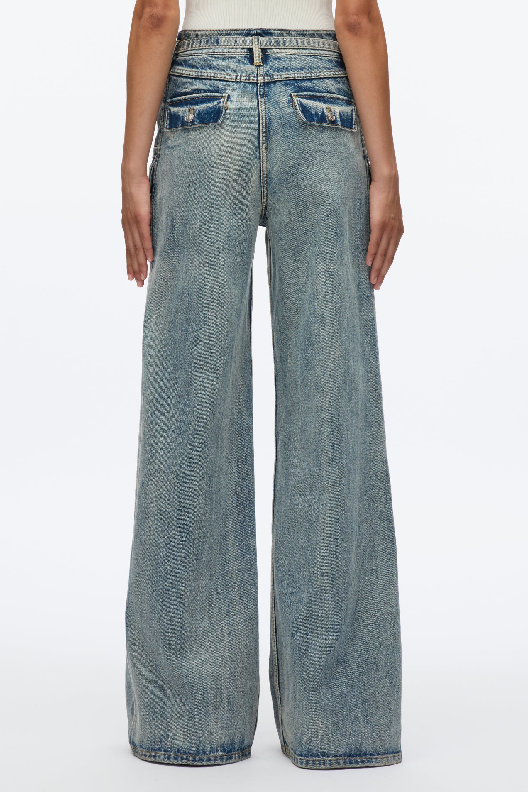 Cargo Wide Leg Belted Jeans