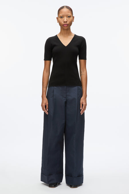 V-Neck Polo with Piping