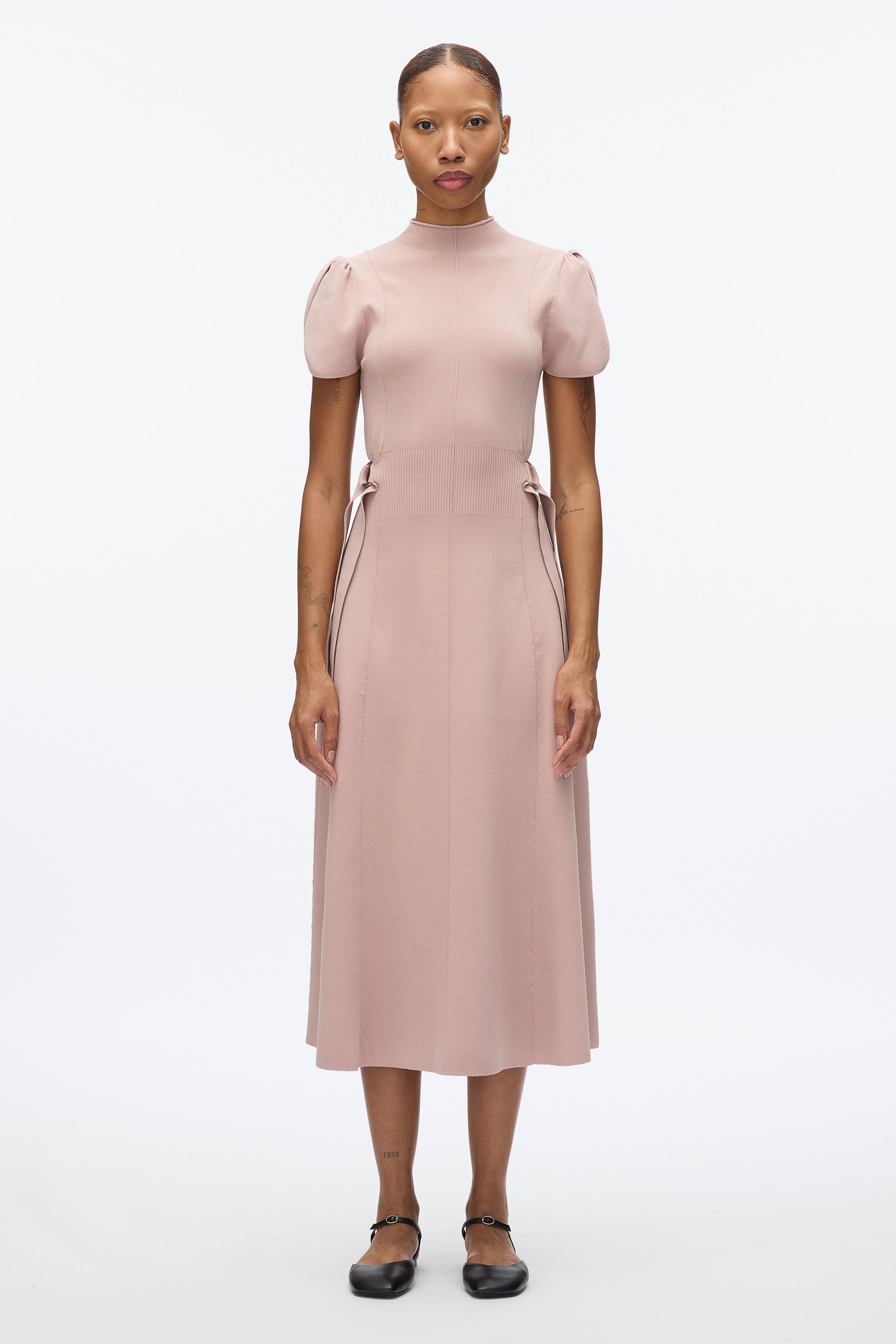 Compact Rib Tulip Dress - Ivory
