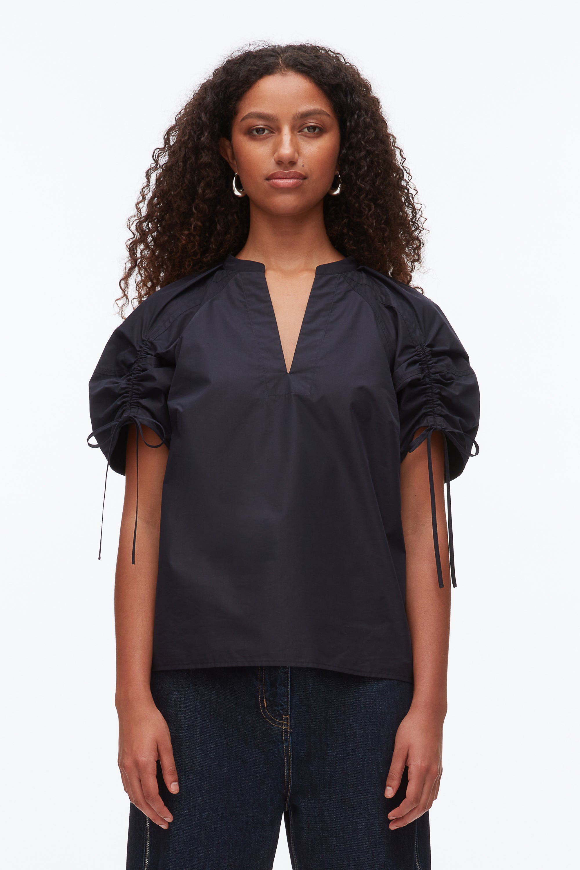 Ruched Sleeve V-Neck Top – 3.1 Phillip Lim
