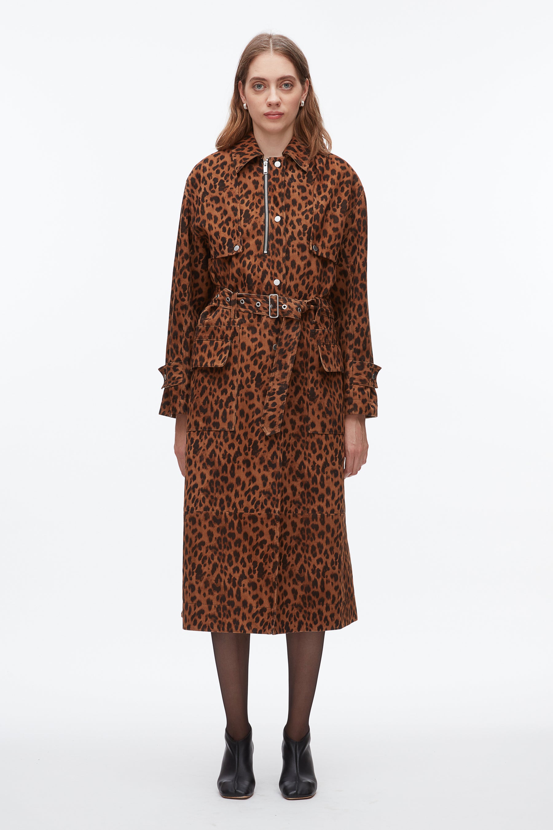 Leopard Suede Trench Coat
