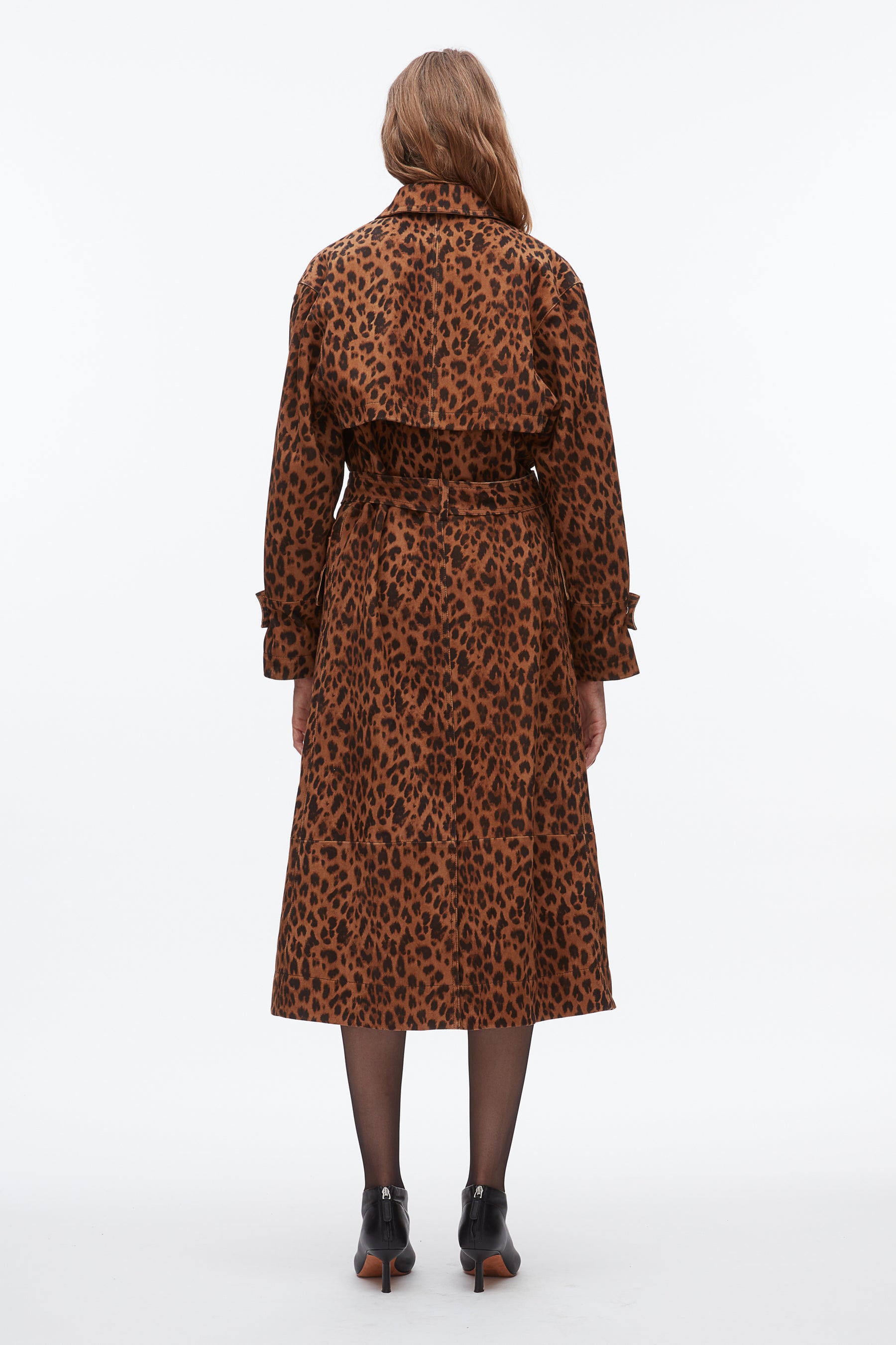 Leopard Suede Trench Coat