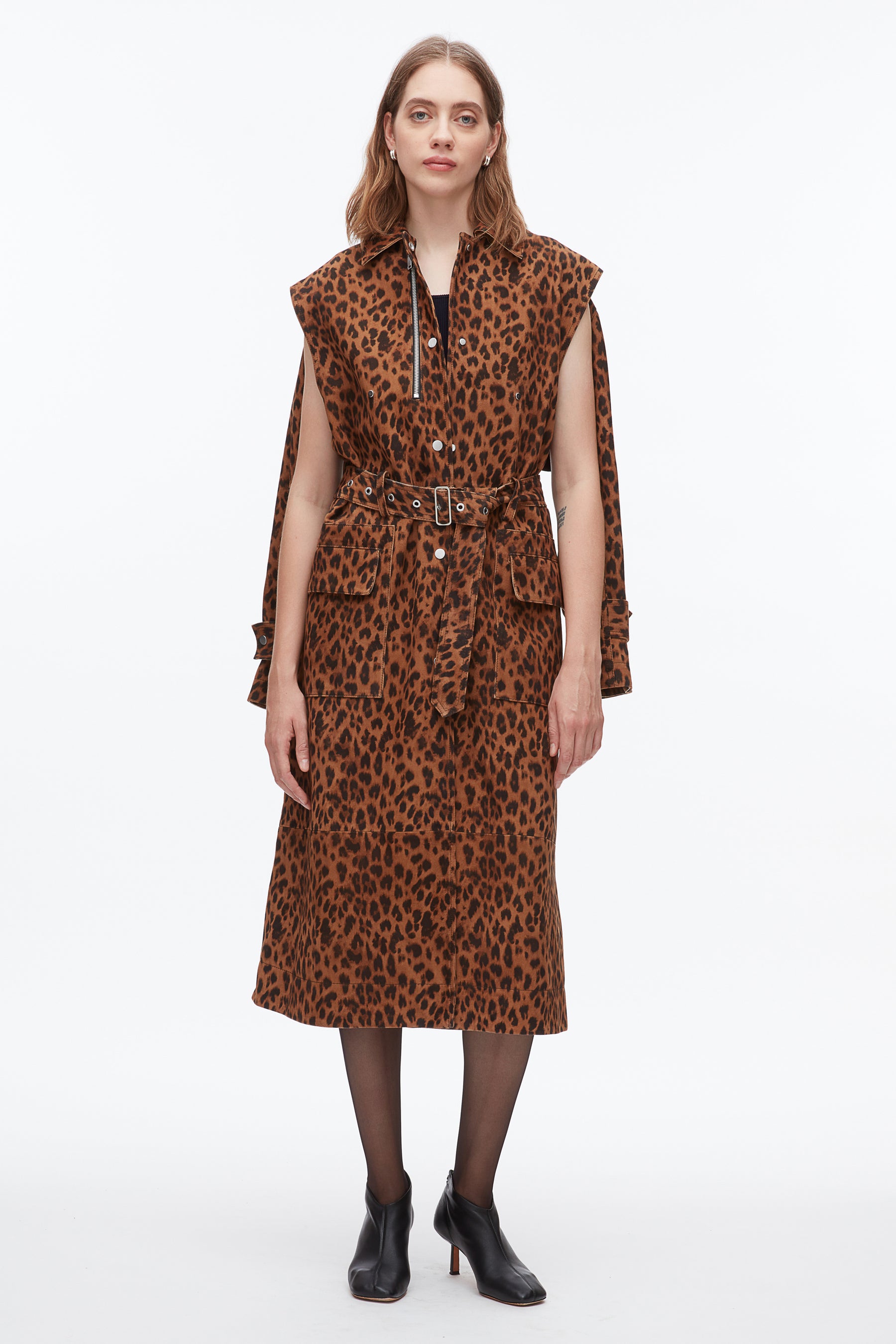 Leopard Suede Trench Coat