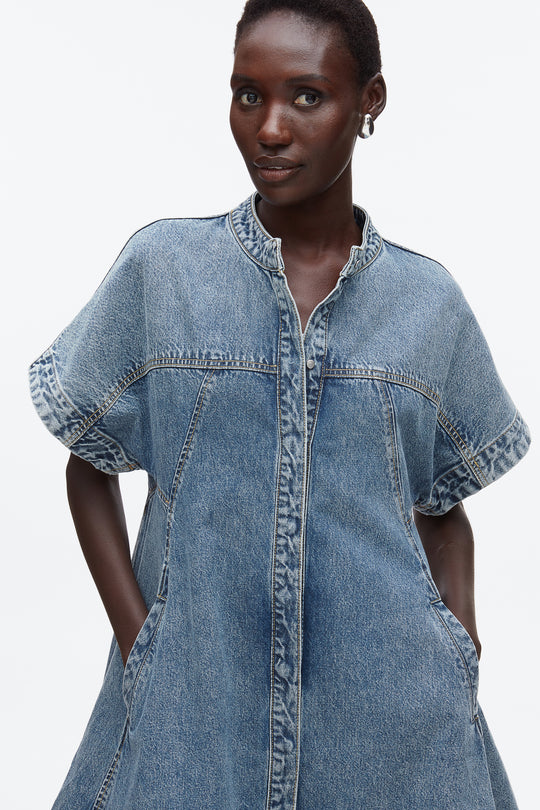 Trapeze Light Denim Dress - Washed Medium Blue - 3.1 Phillip Lim Trapeze Light Denim Dress - Washed Medium Blue - 3.1 Phillip Lim