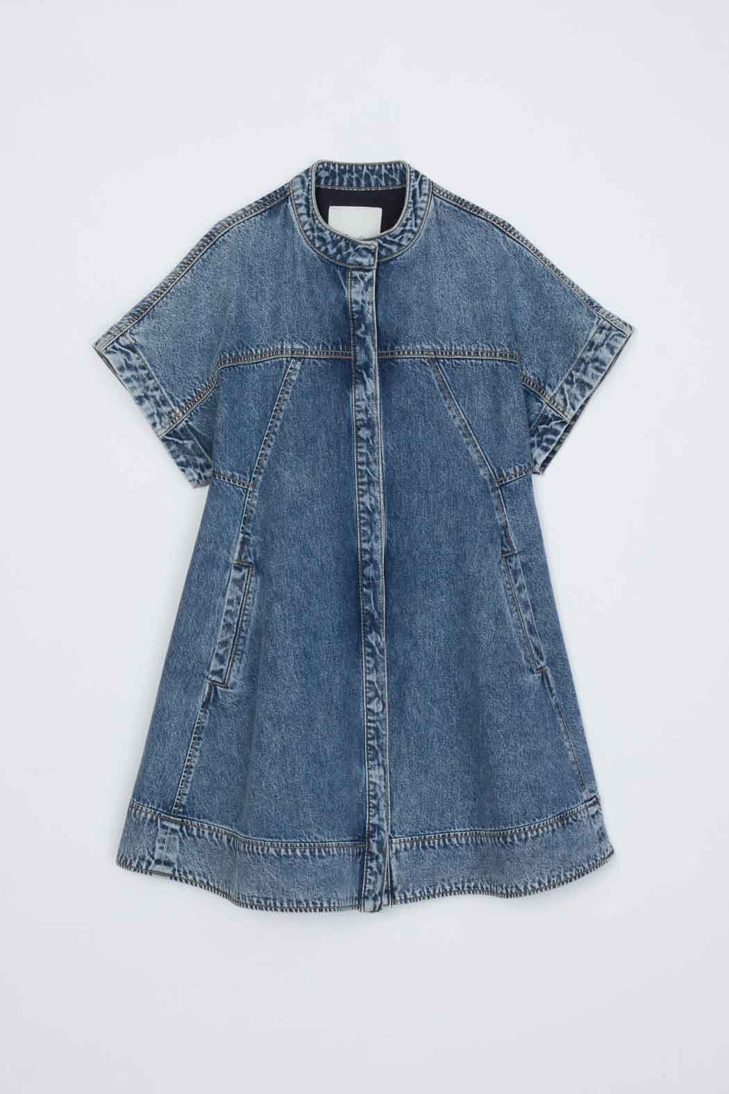 Trapeze Light Denim Dress - WASHED MEDIUM BLUE Trapeze Light Denim Dress - WASHED MEDIUM BLUE