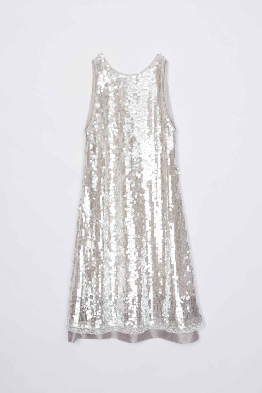 Sequin Tank Dress with Bow - FOG