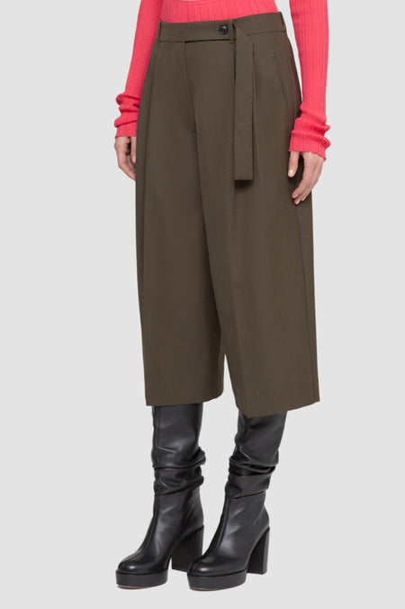 Check Wool-Blend Pleated Trouser