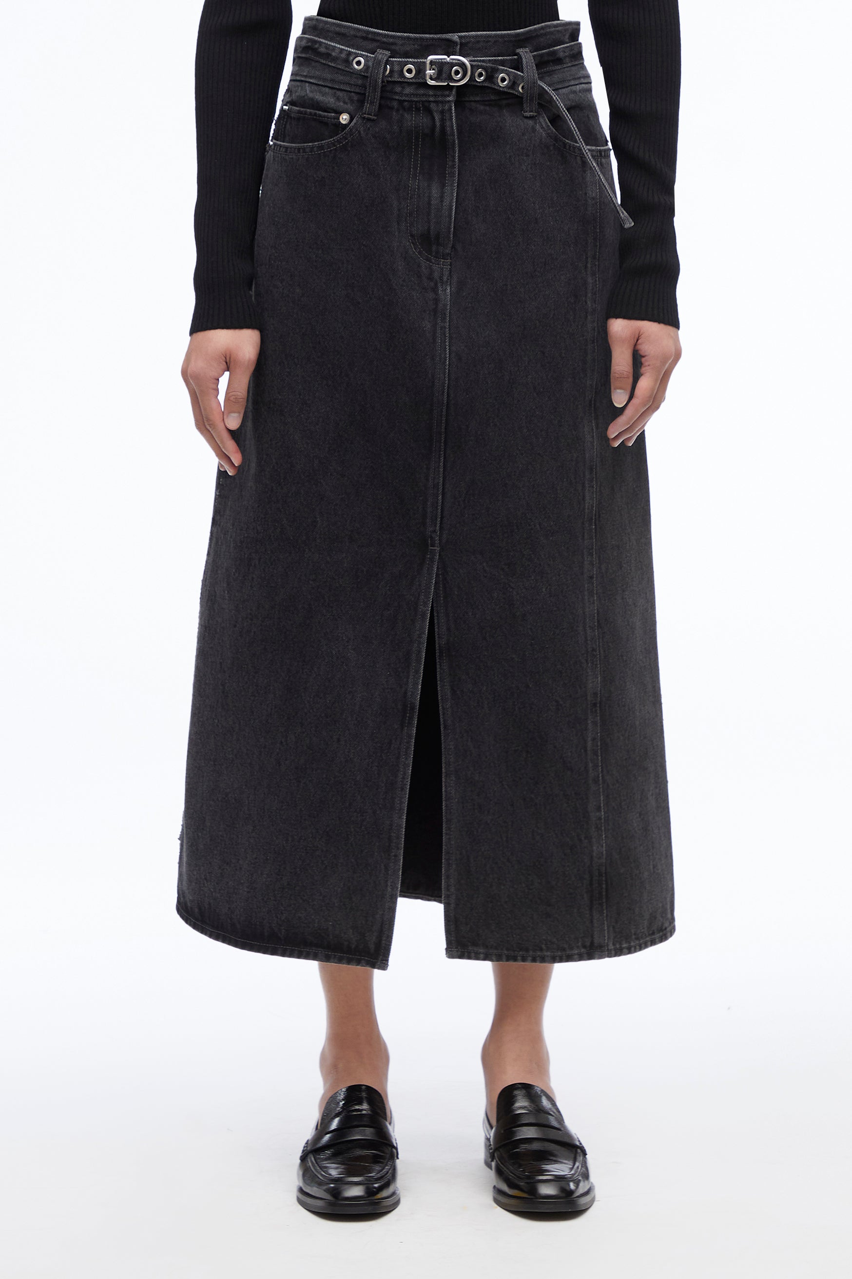 Maira Long A Line Denim Skirt