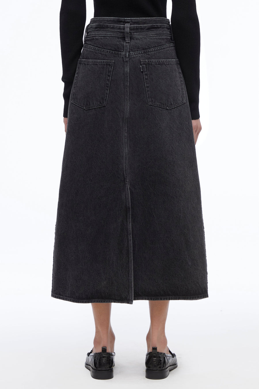 Denim A-Line Skirt in Gray
