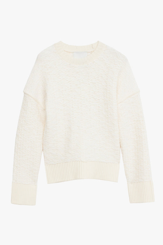 Wool Float Jacquard Long Sleeve Oversized Crewneck