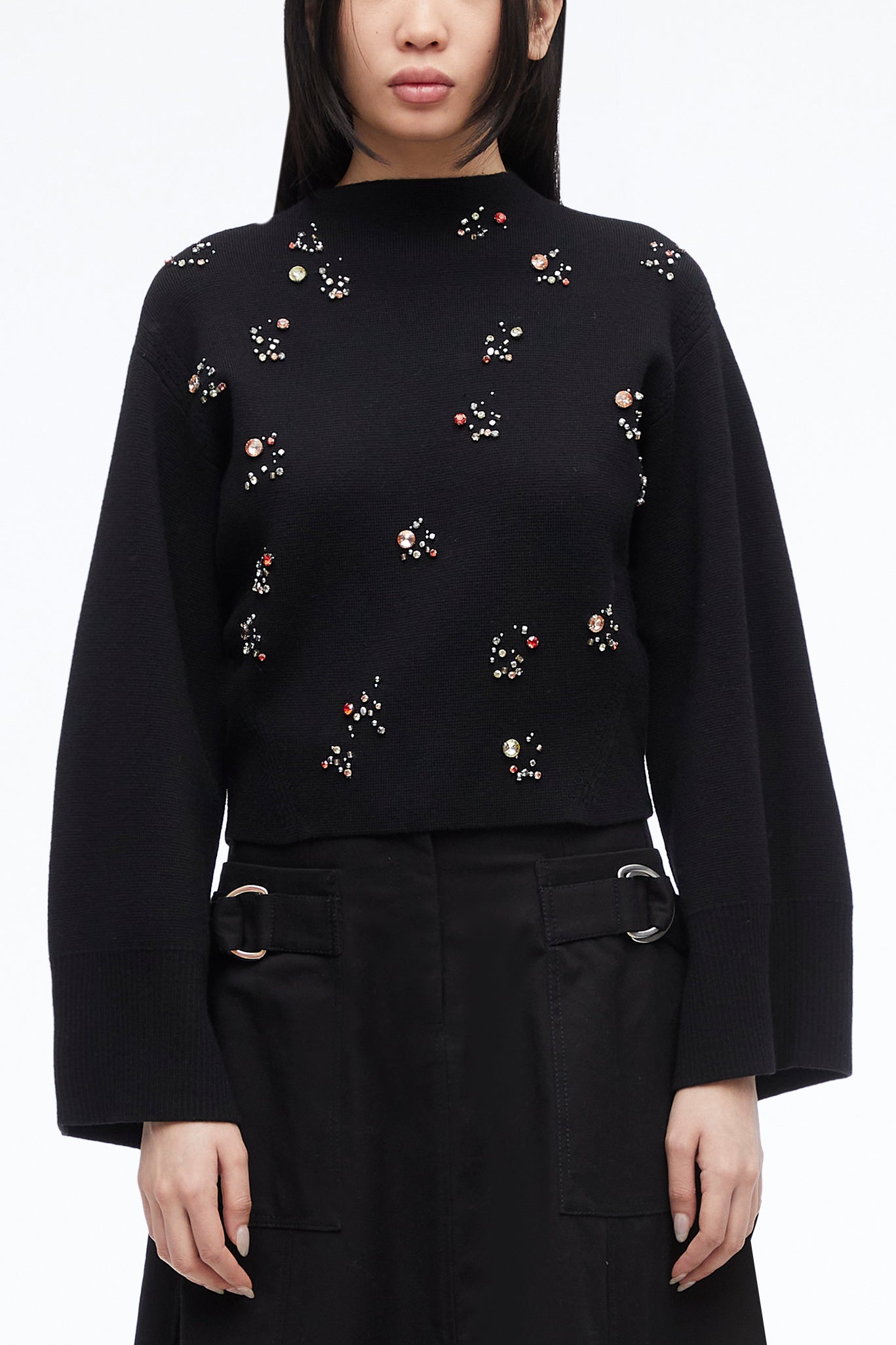 PHILLIP shops LIM WOOL SMALL FLORAL SOFT SWEATER