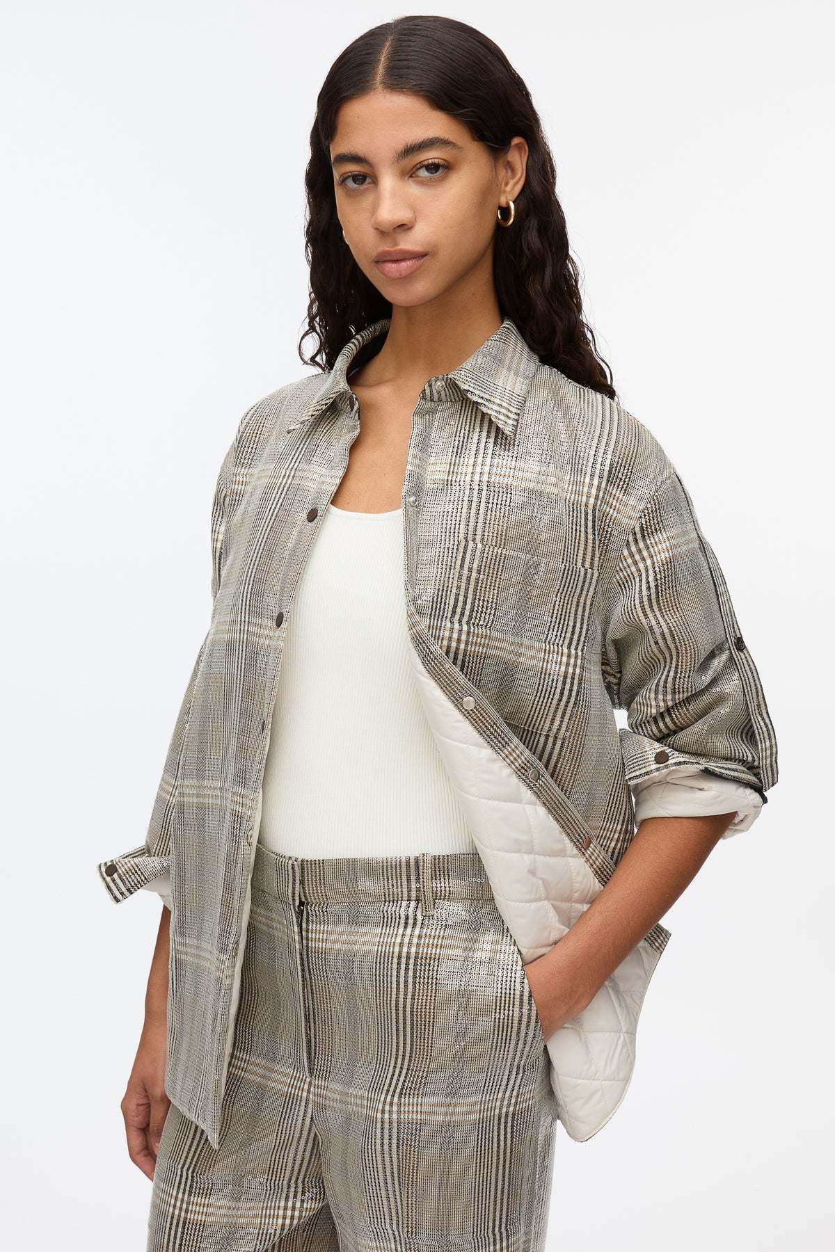 Veste Pailletée 3.1 Phillip Lim Taille 8 US - Noire à Revers, Neuve Sans étiquette