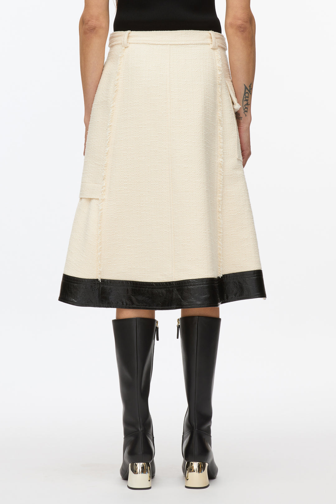 Flounce Hem Tweed Skirt