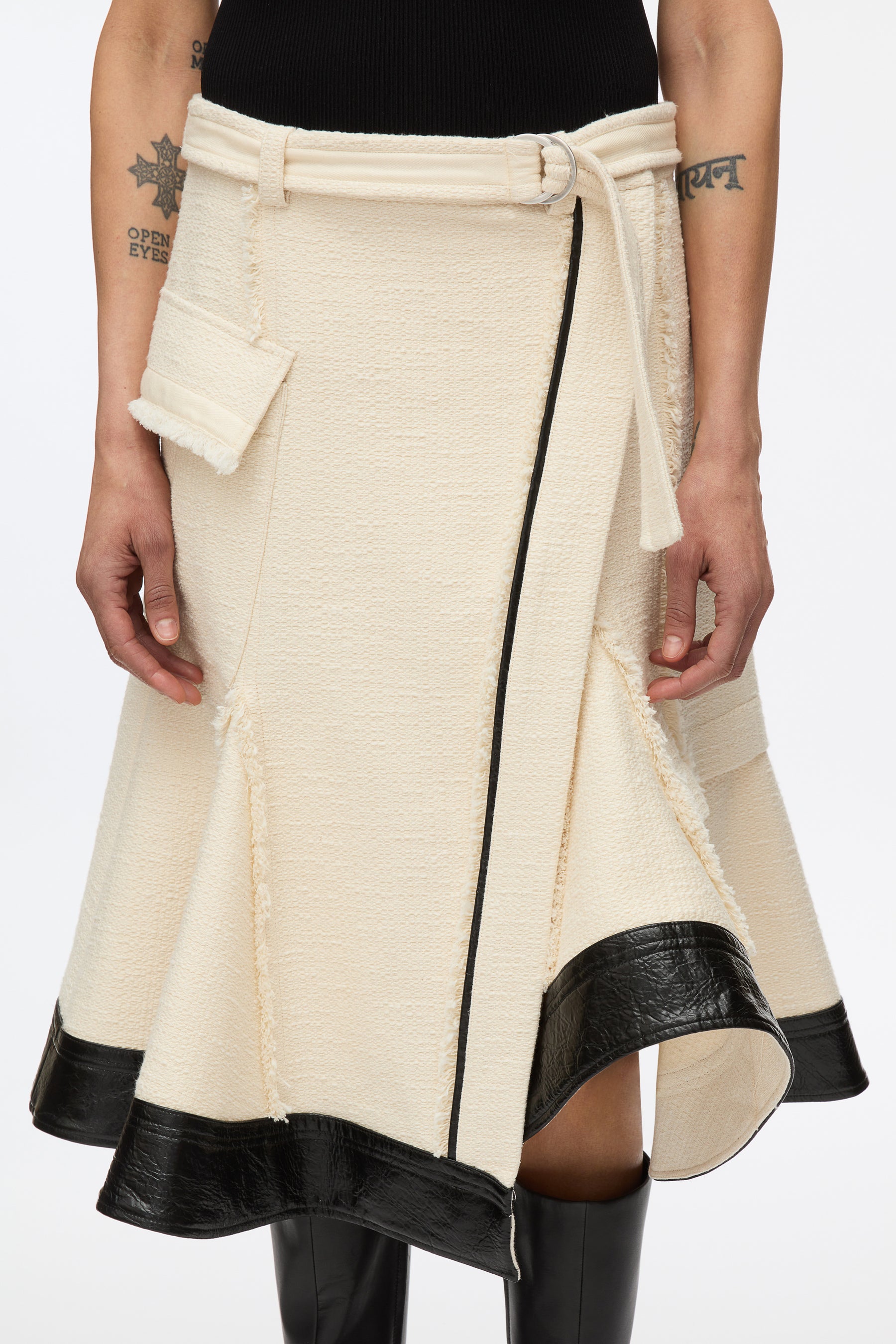 Lace Hem Tweed Skirt