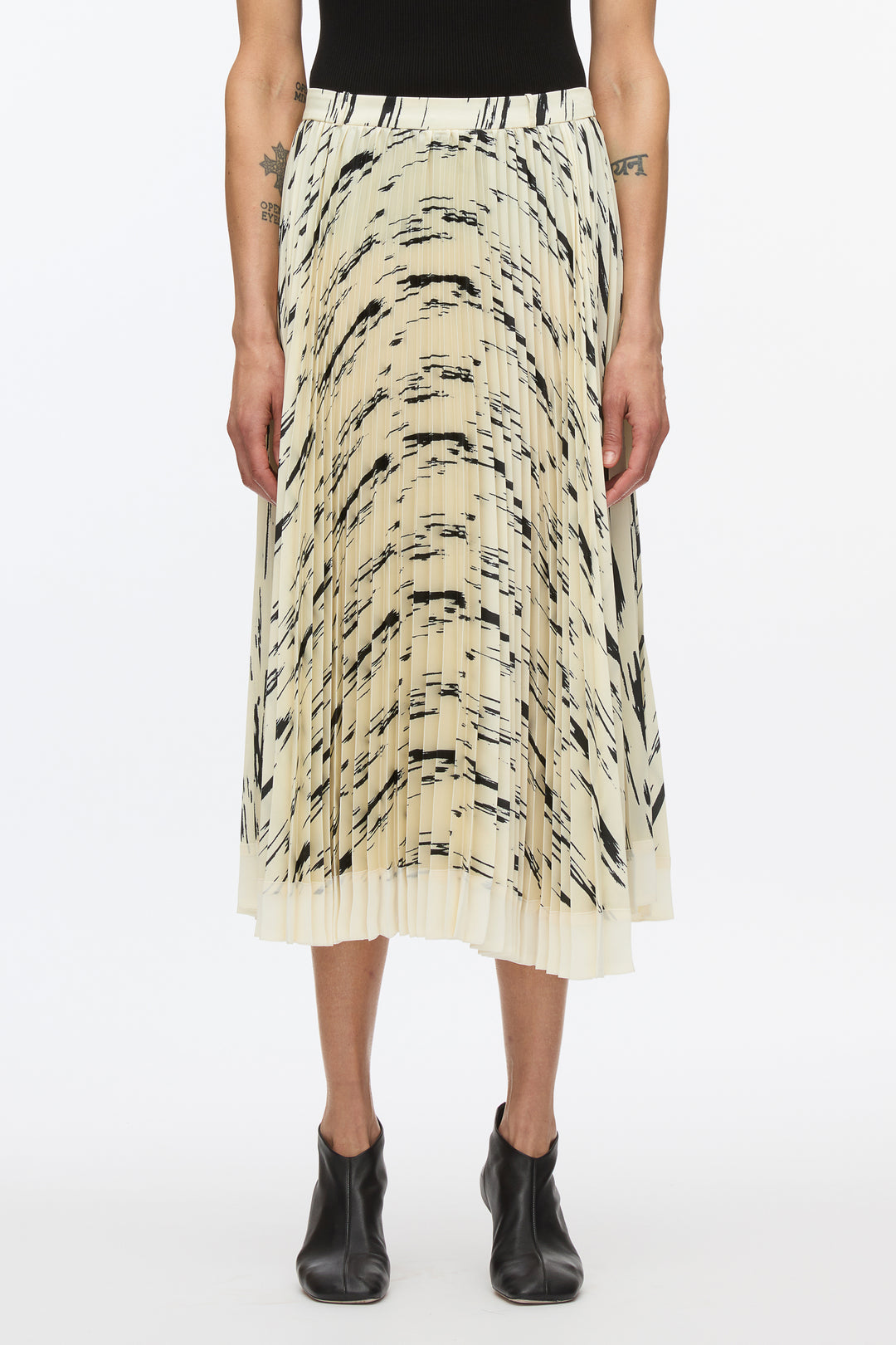 Abstract Wood Grain Pleated Skirt