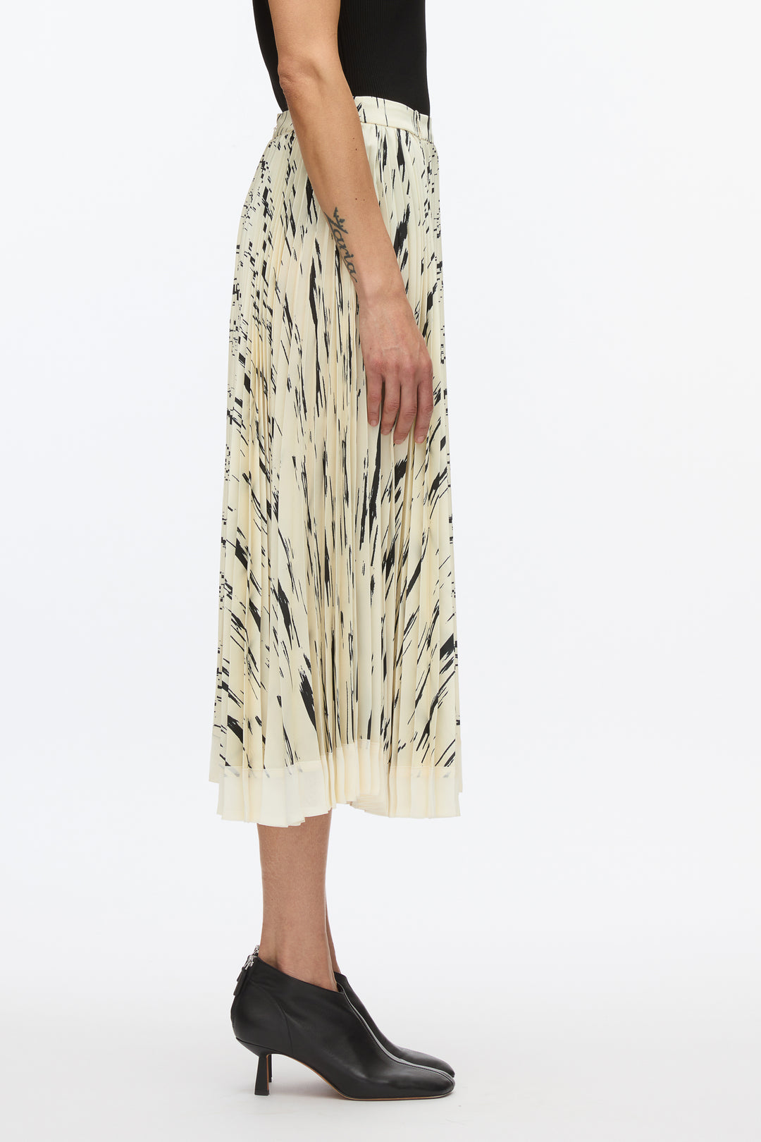 Abstract Wood Grain Pleated Skirt