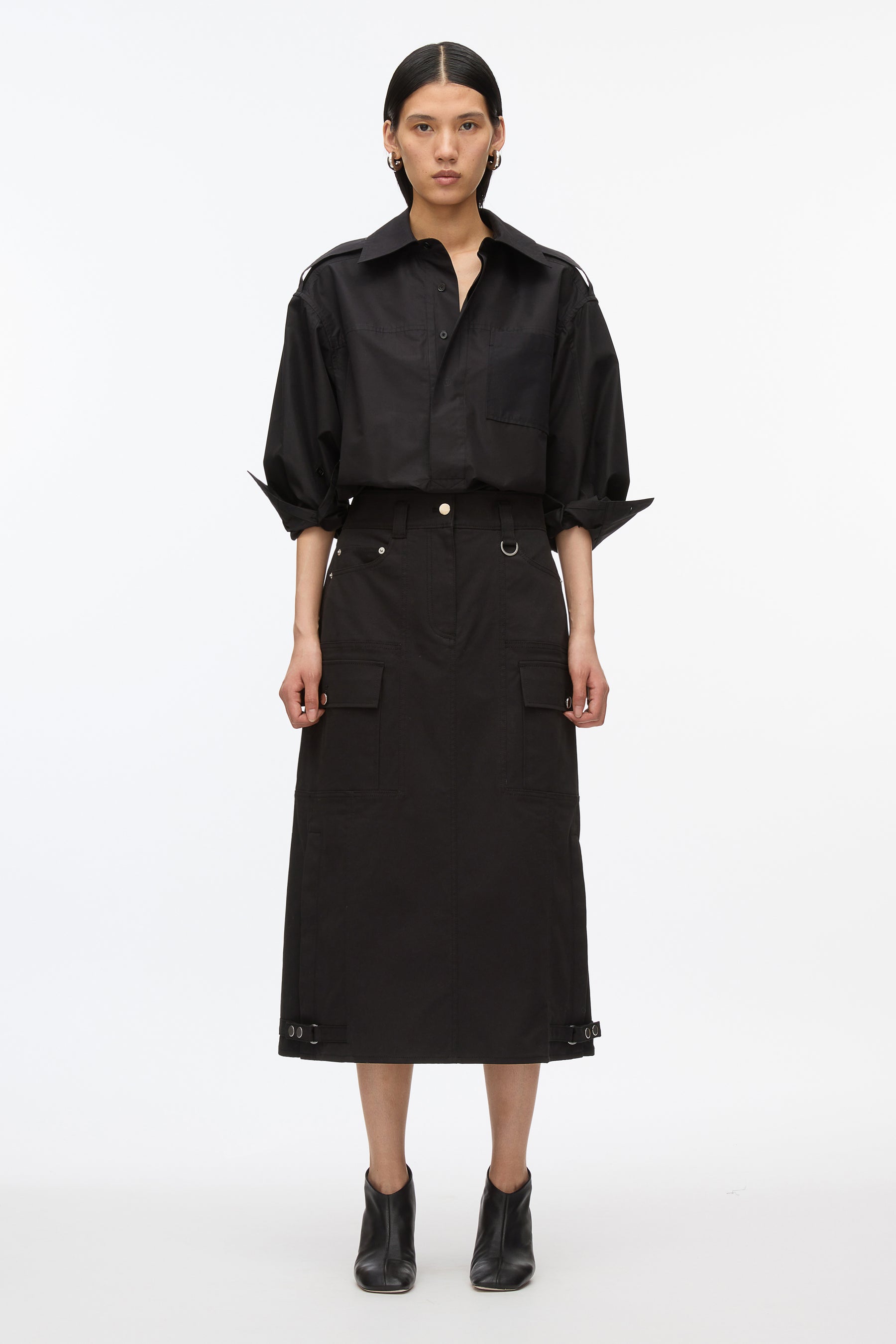Black Utility Cargo Skirt