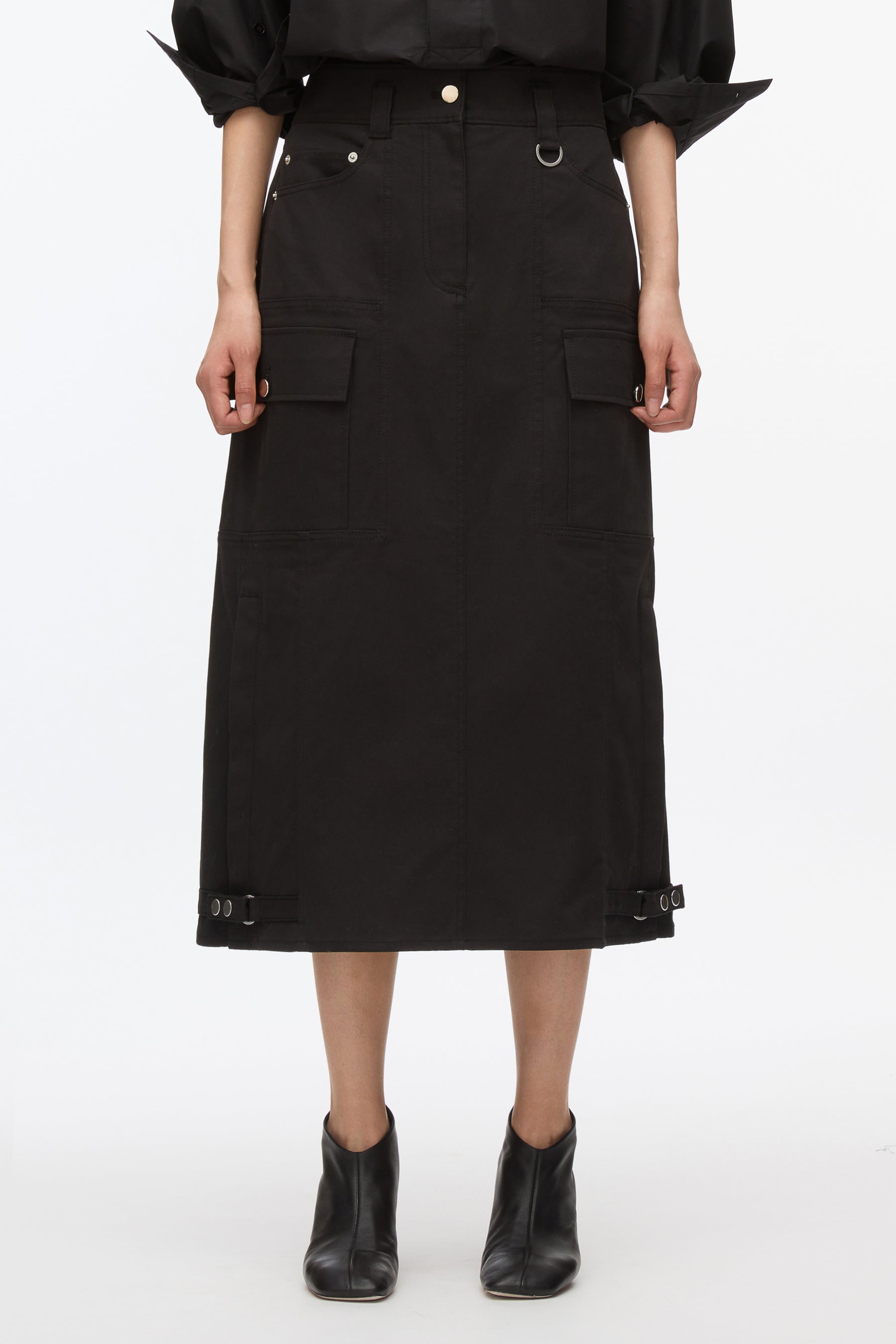 Black Utility Cargo Skirt
