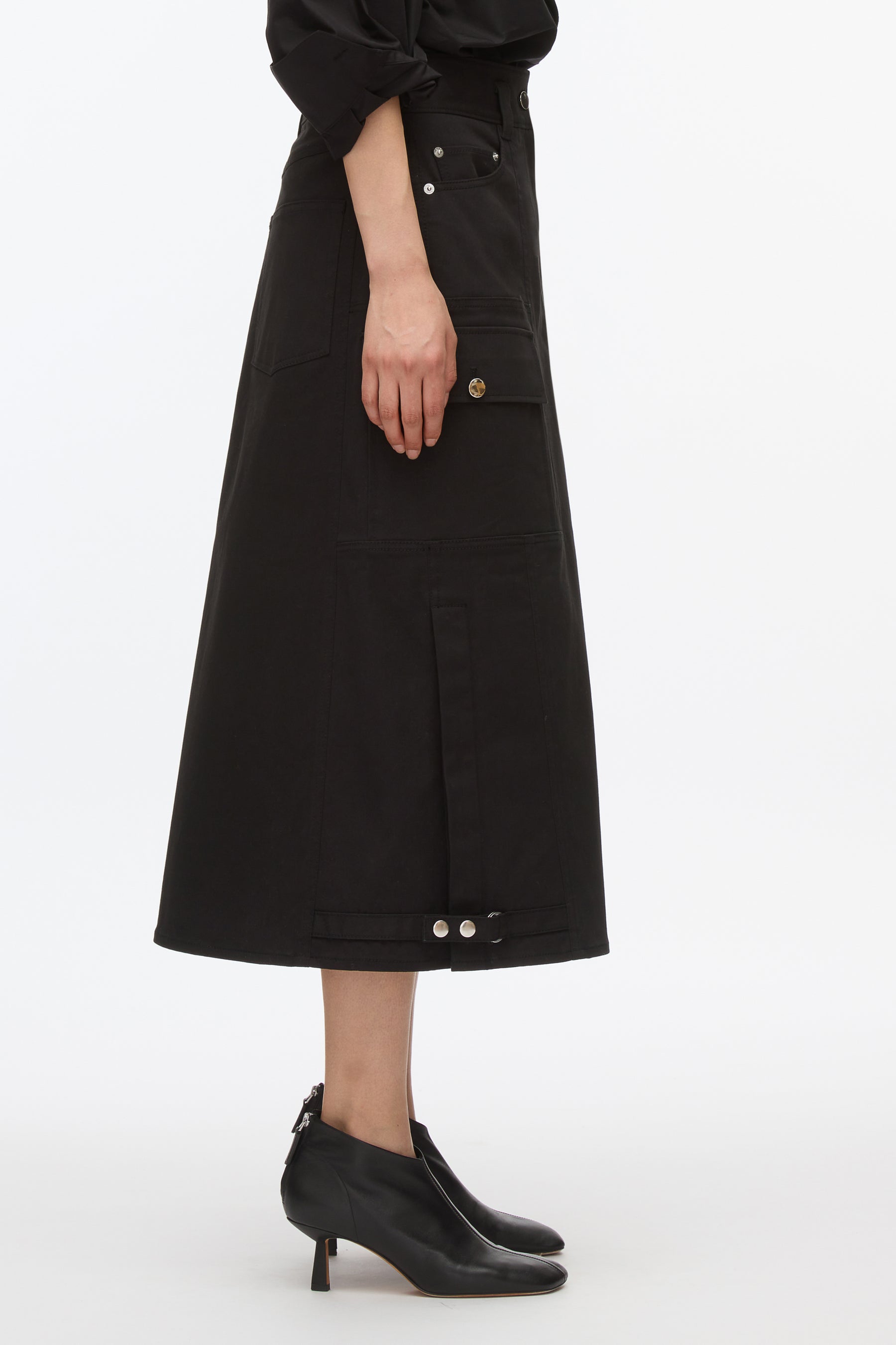 Black Utility Cargo Skirt